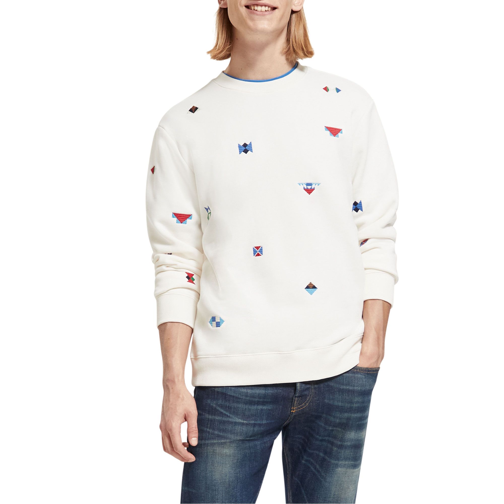 Scotch & Soda AOP Embroidery Sweater Heren