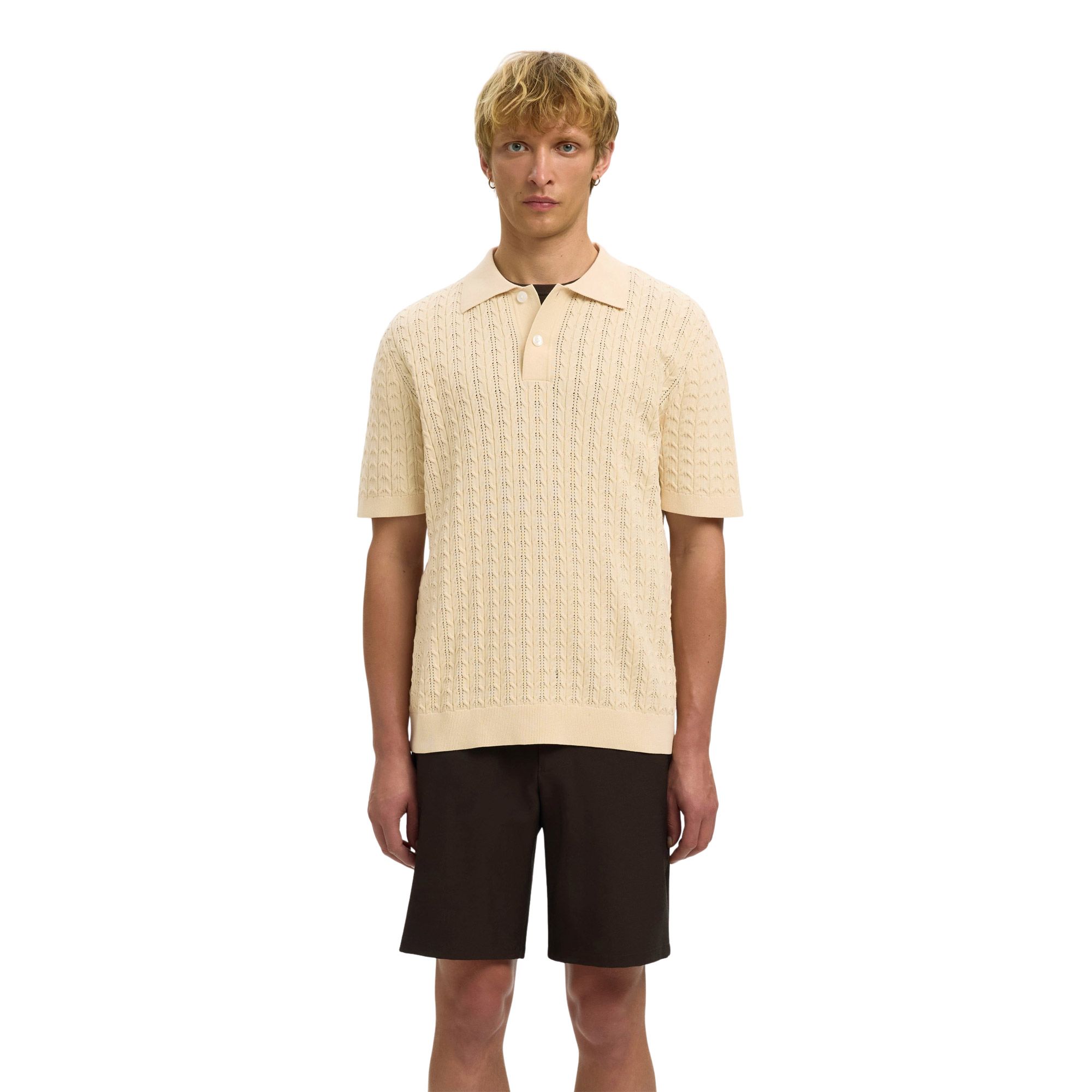 Selected Mattis Knit New Cable Polo Heren