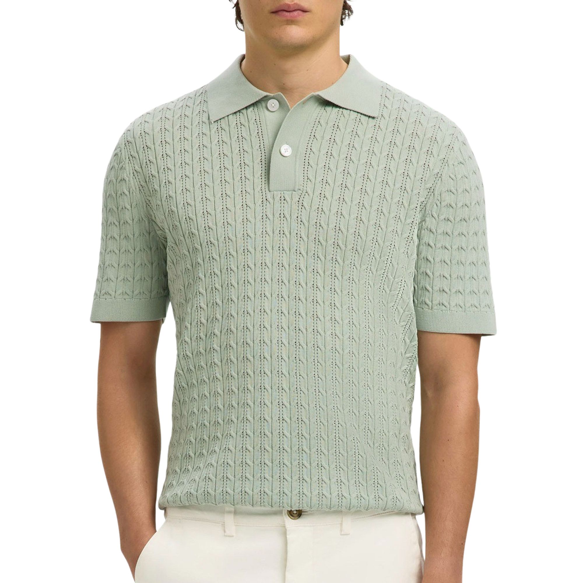 Selected Mattis Knit New Cable Polo Heren