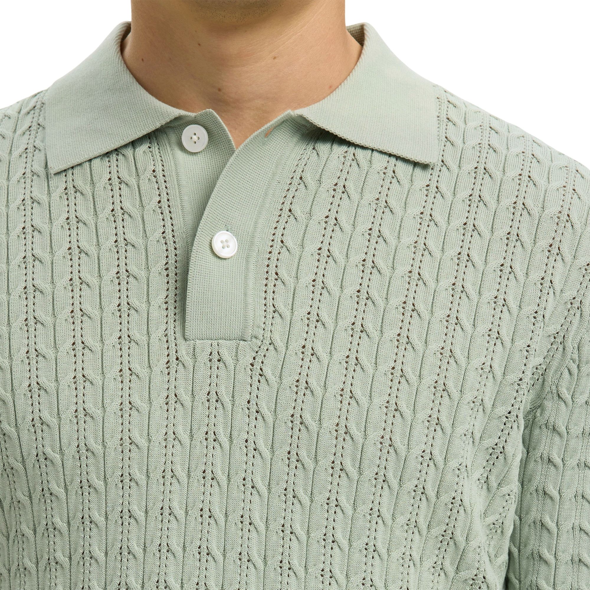 Selected Mattis Knit New Cable Polo Heren