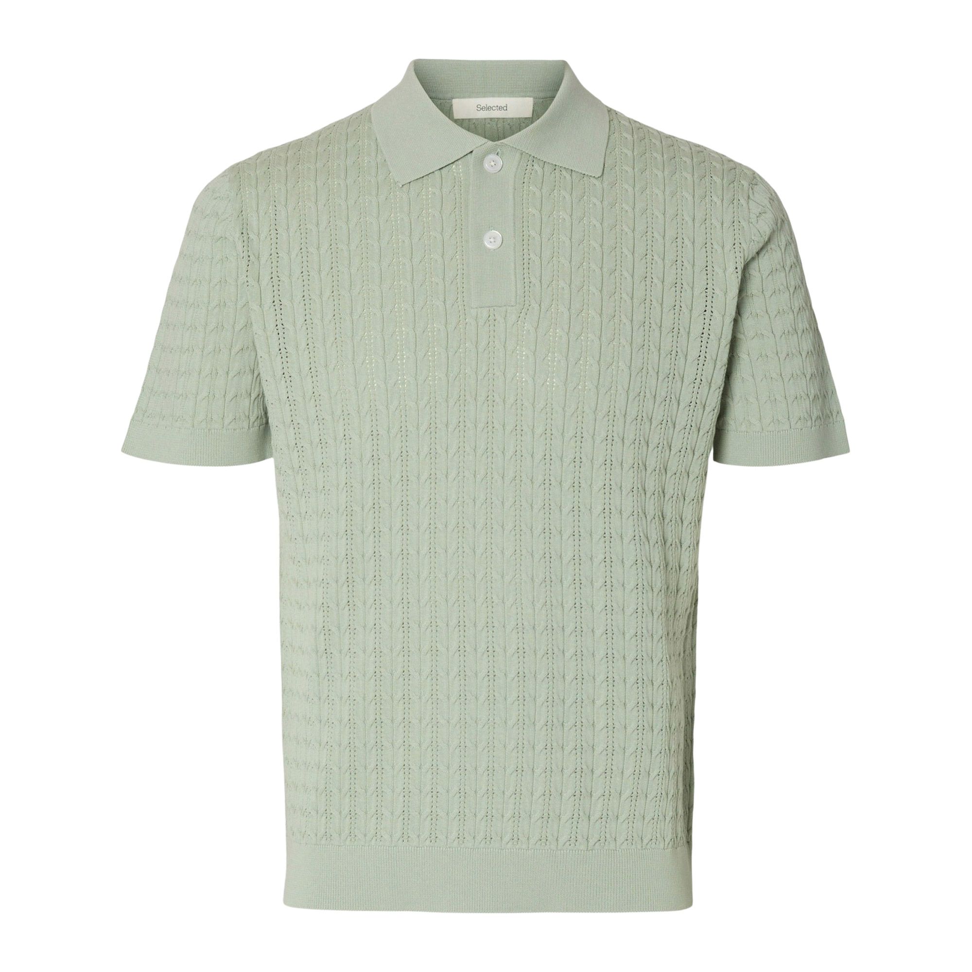 Selected Mattis Knit New Cable Polo Heren
