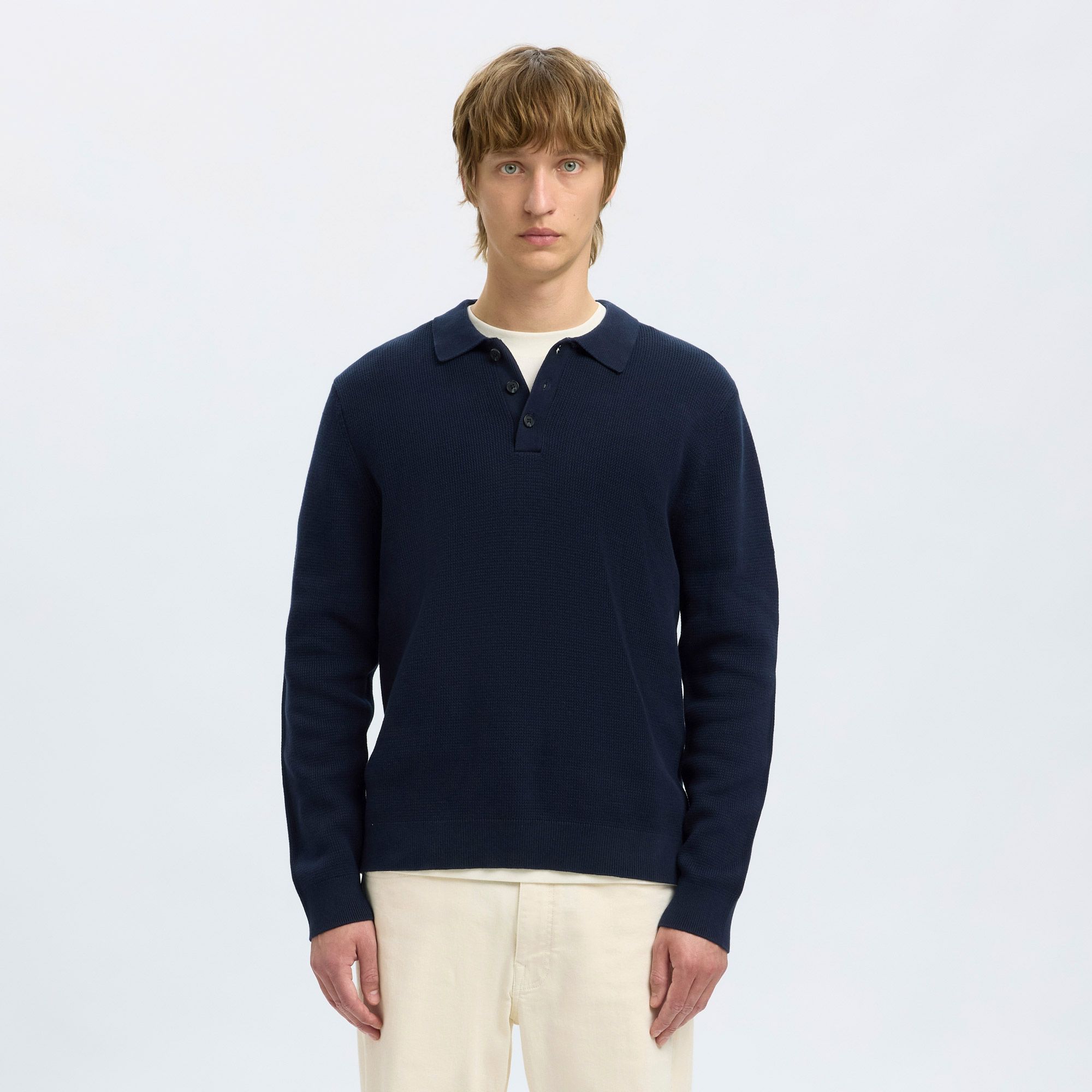 Selected Dane Knit Structure Polo Heren
