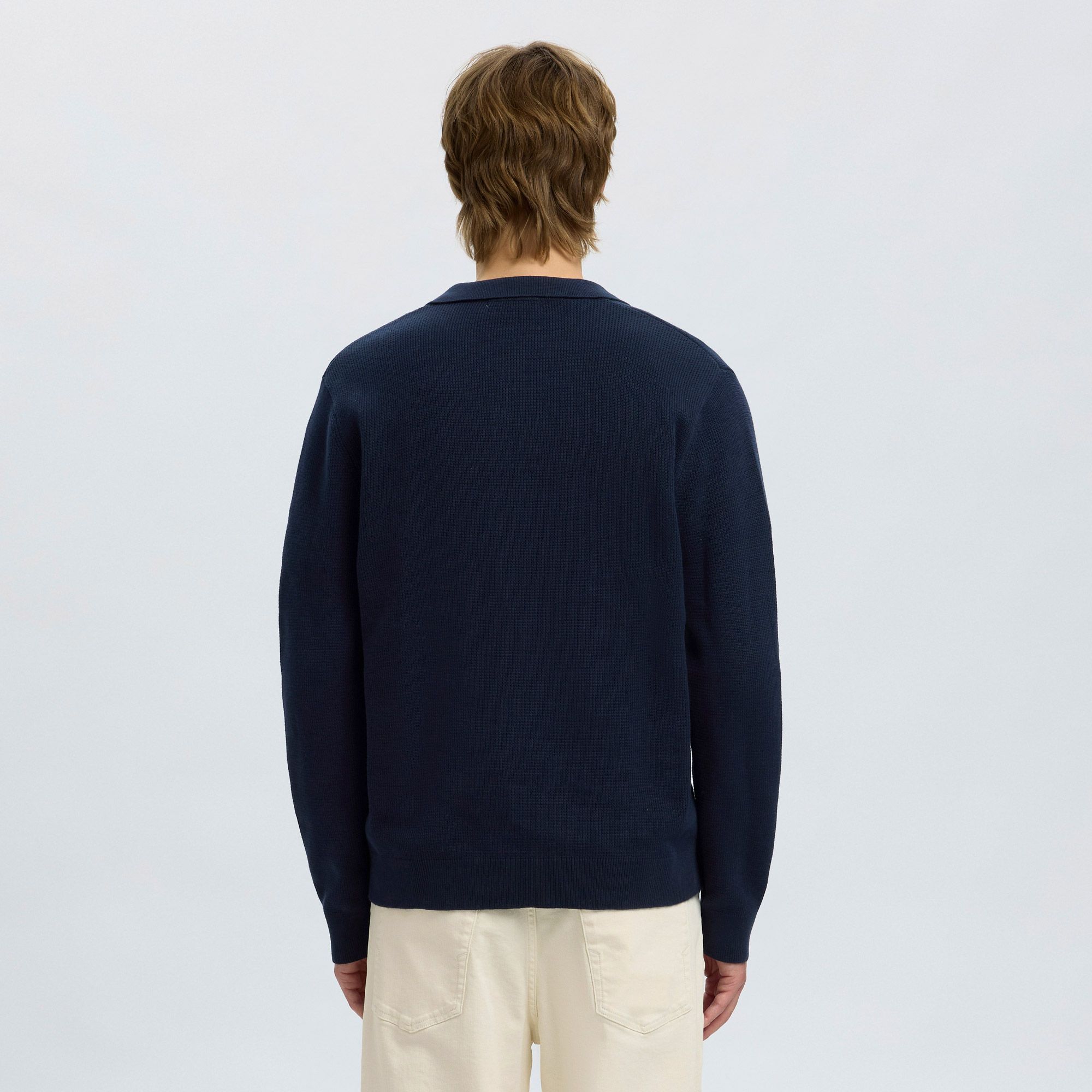 Selected Dane Knit Structure Polo Heren