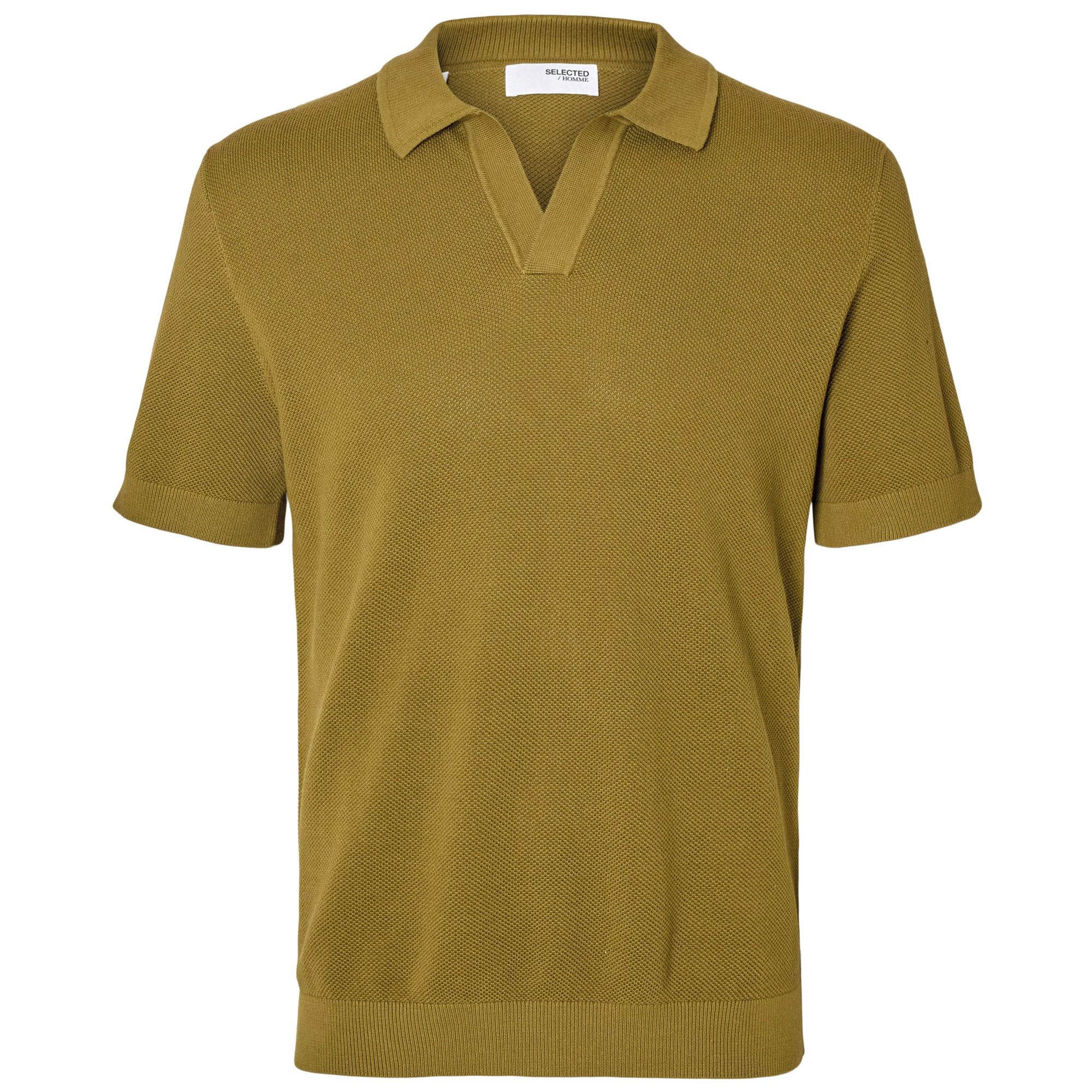 Selected Knit Structure Open Polo Heren