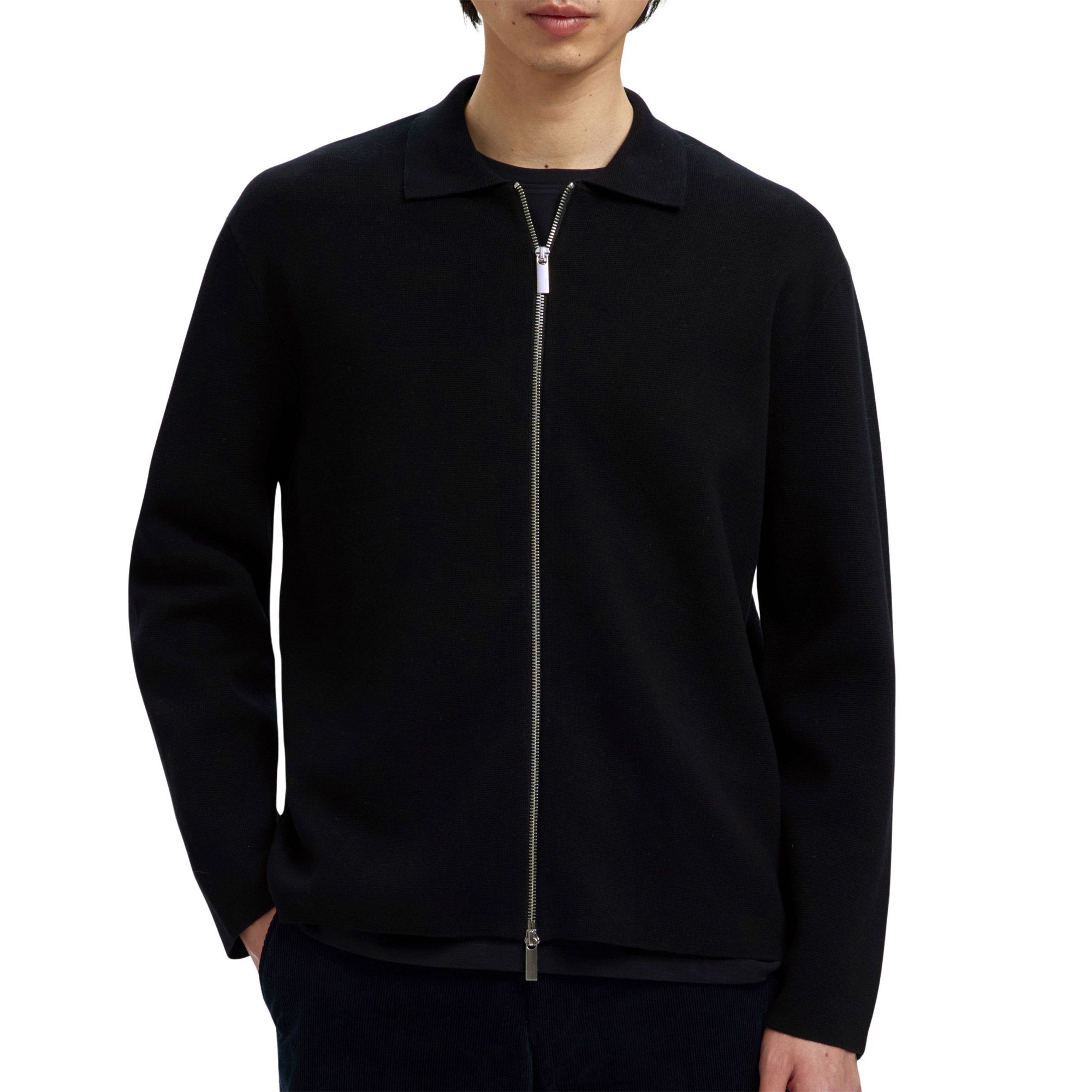 Selected Light Knit Full Zip Cardigan Vest Heren