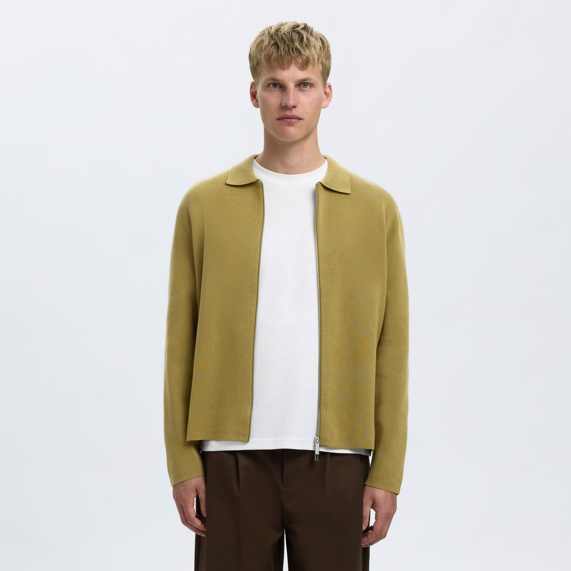 Selected Light Knit Full Zip Cardigan Vest Heren
