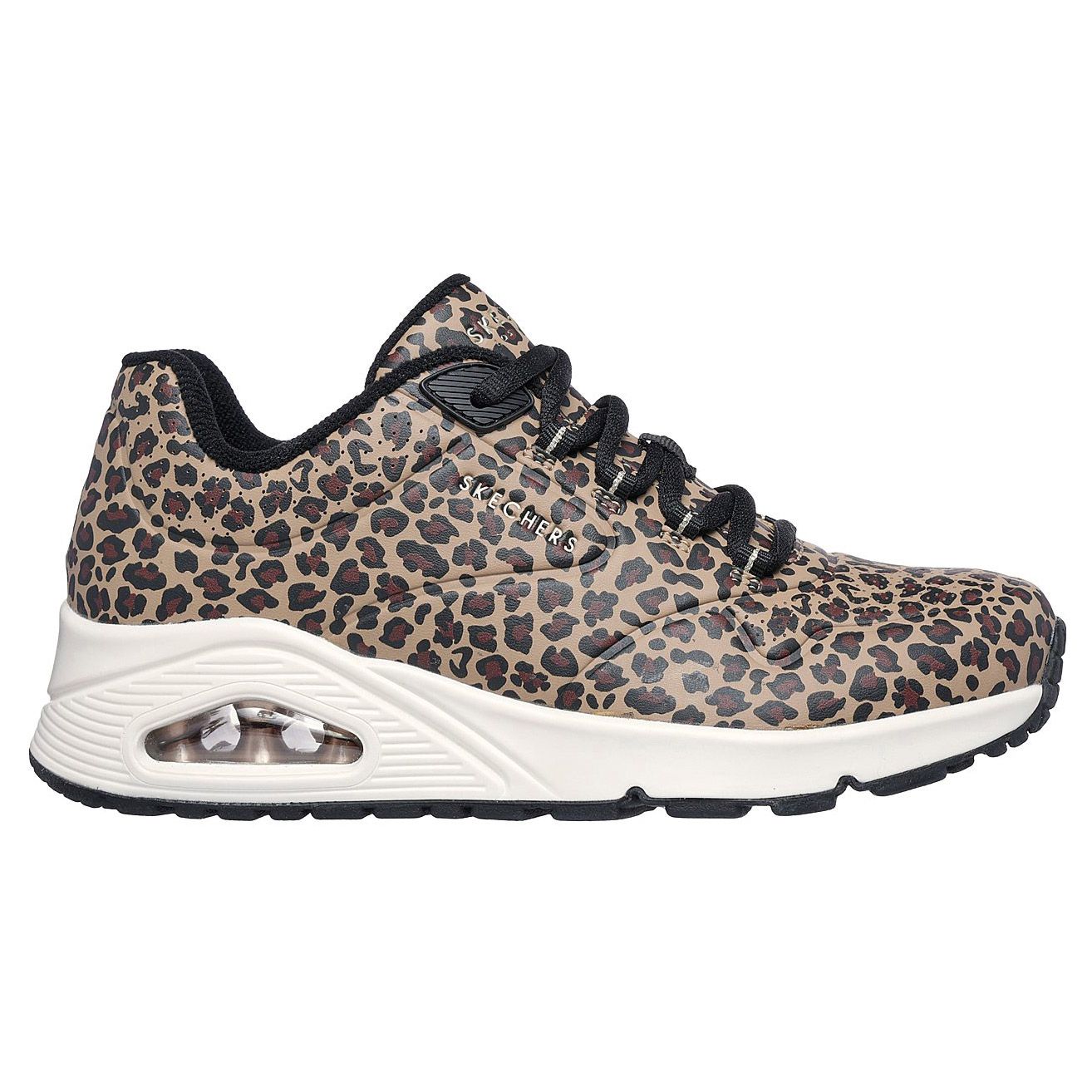 Skechers Uno damessneaker zwart, bruin en wit
