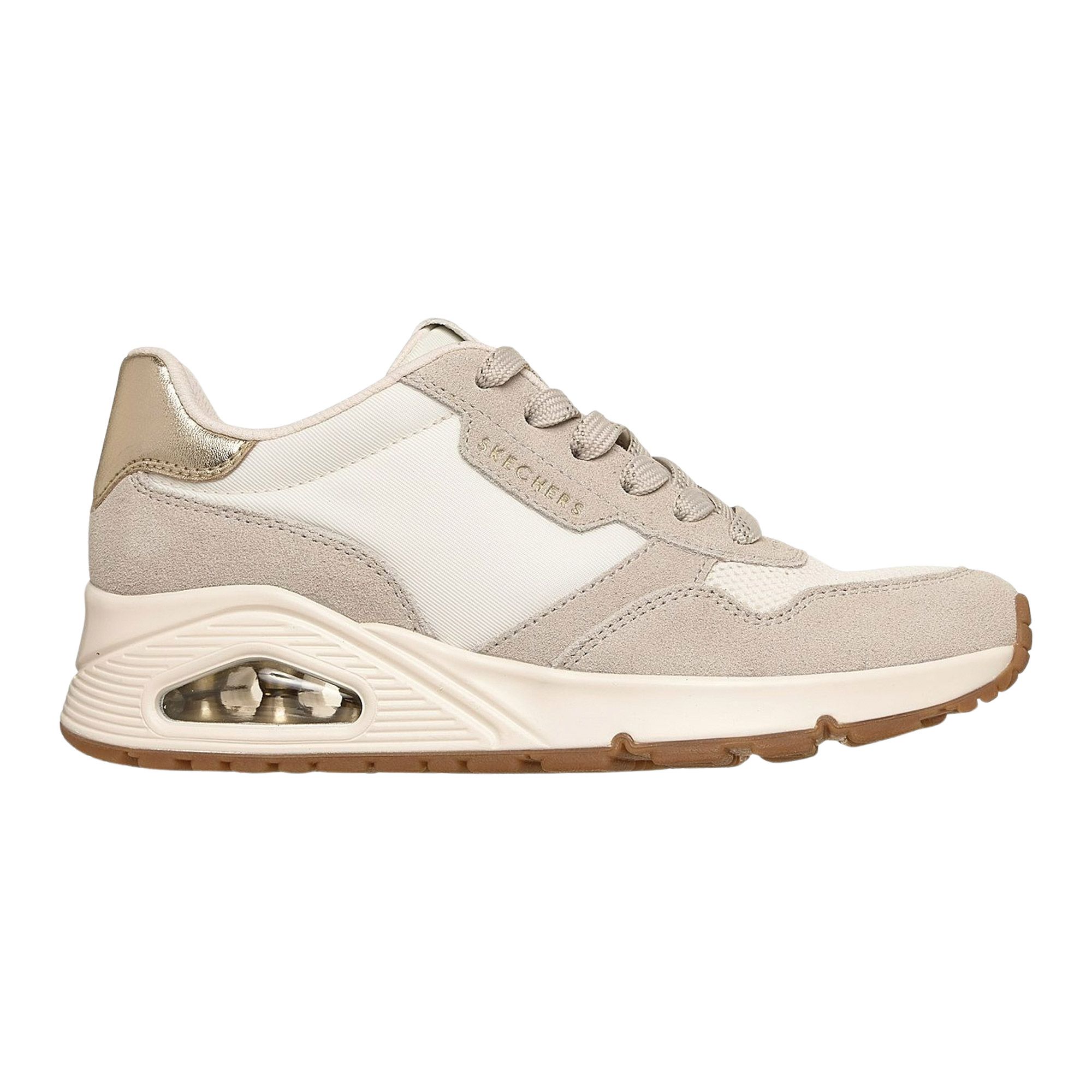 Skechers Uno damessneaker beige en wit