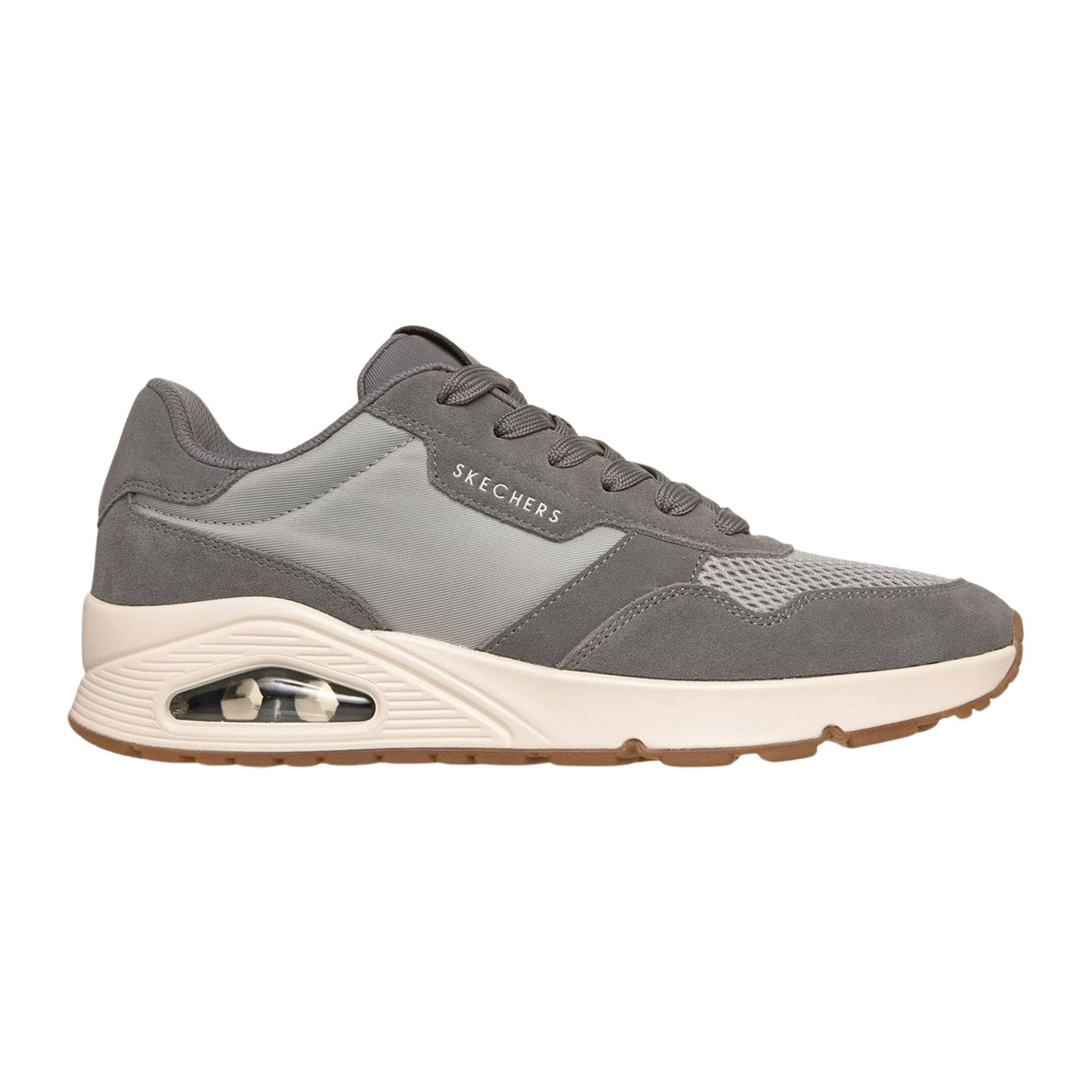 Skechers Uno herensneaker grijs en wit