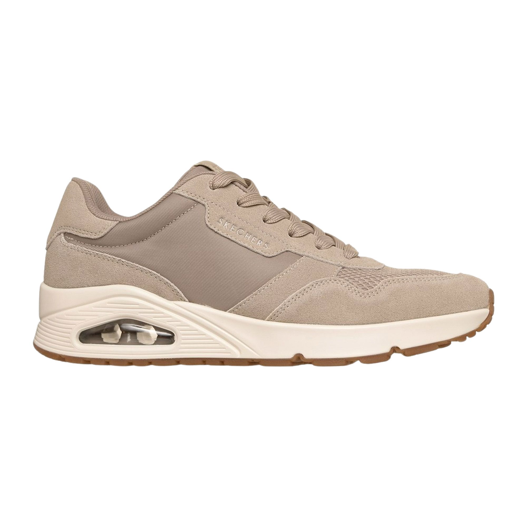 Skechers Uno herensneaker beige en wit