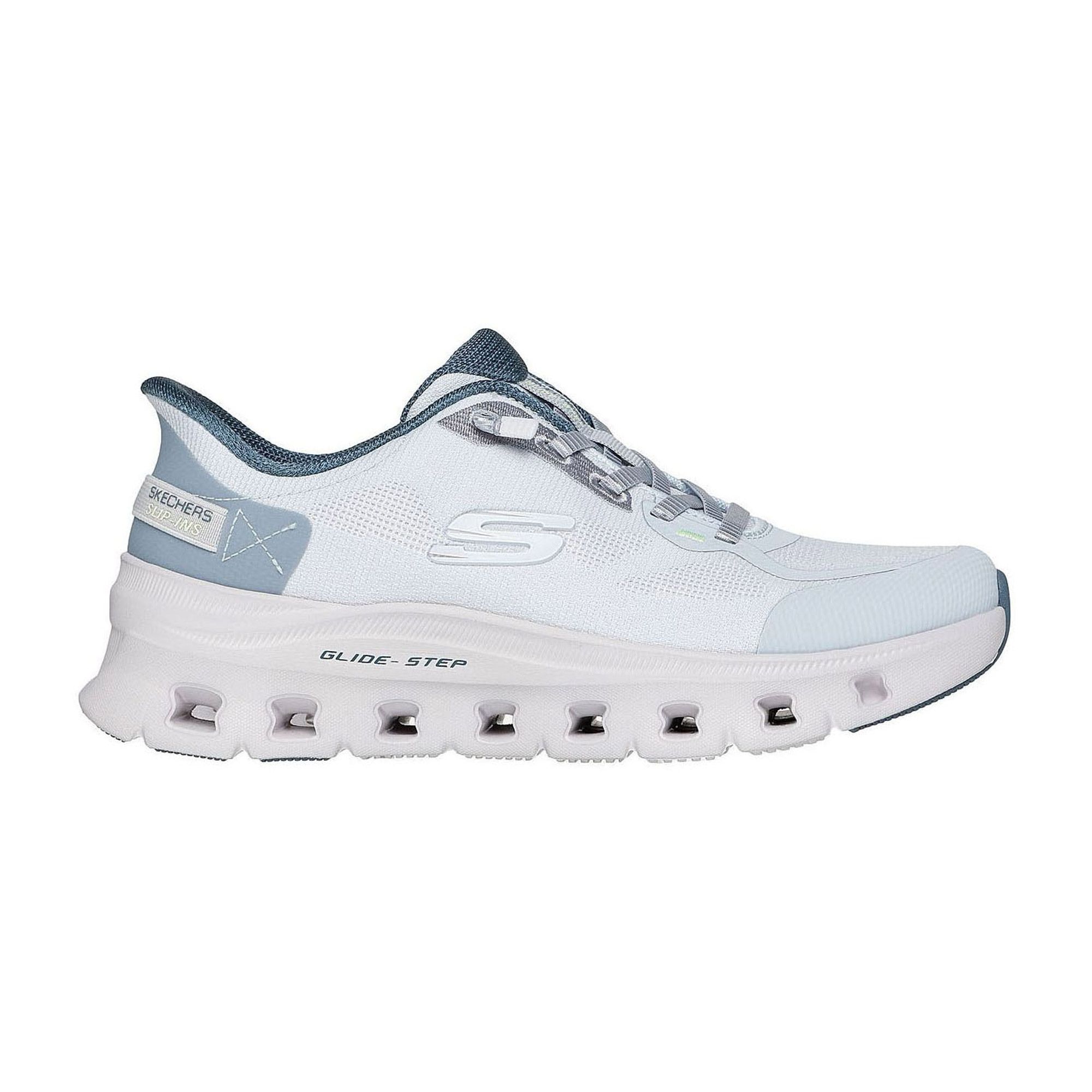 Skechers damessneaker blauw en wit