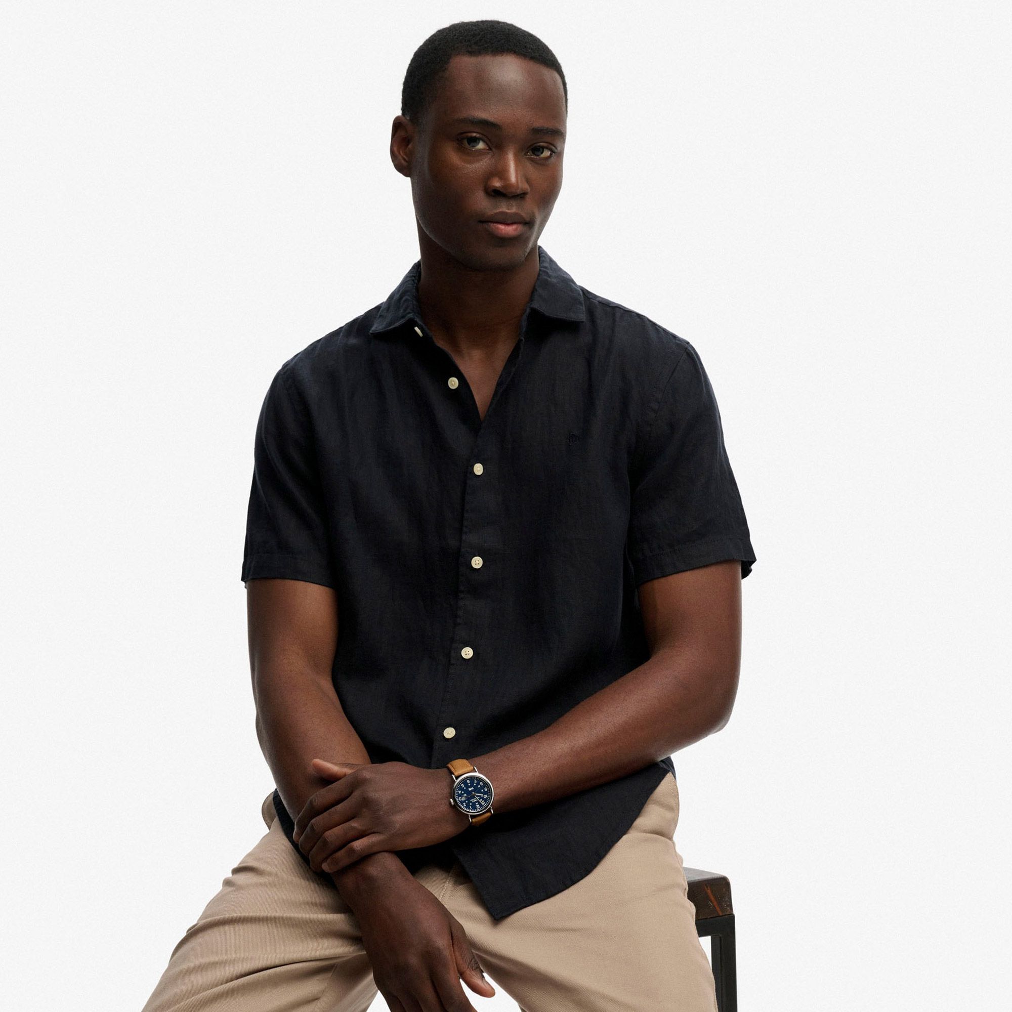 Shirt Superdry Riviera S/S Linnen Hommes