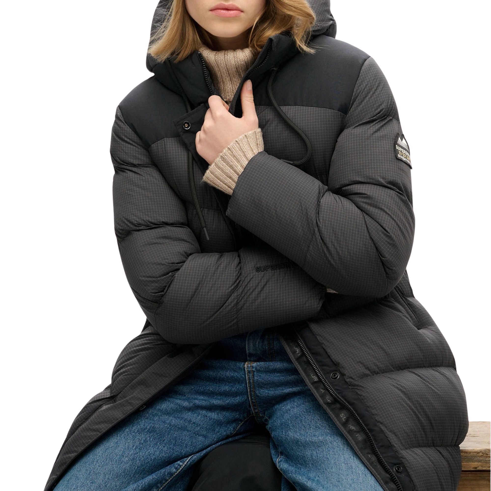 Superdry Ripstop Hooded Longline Puffer Winterjacke Damen