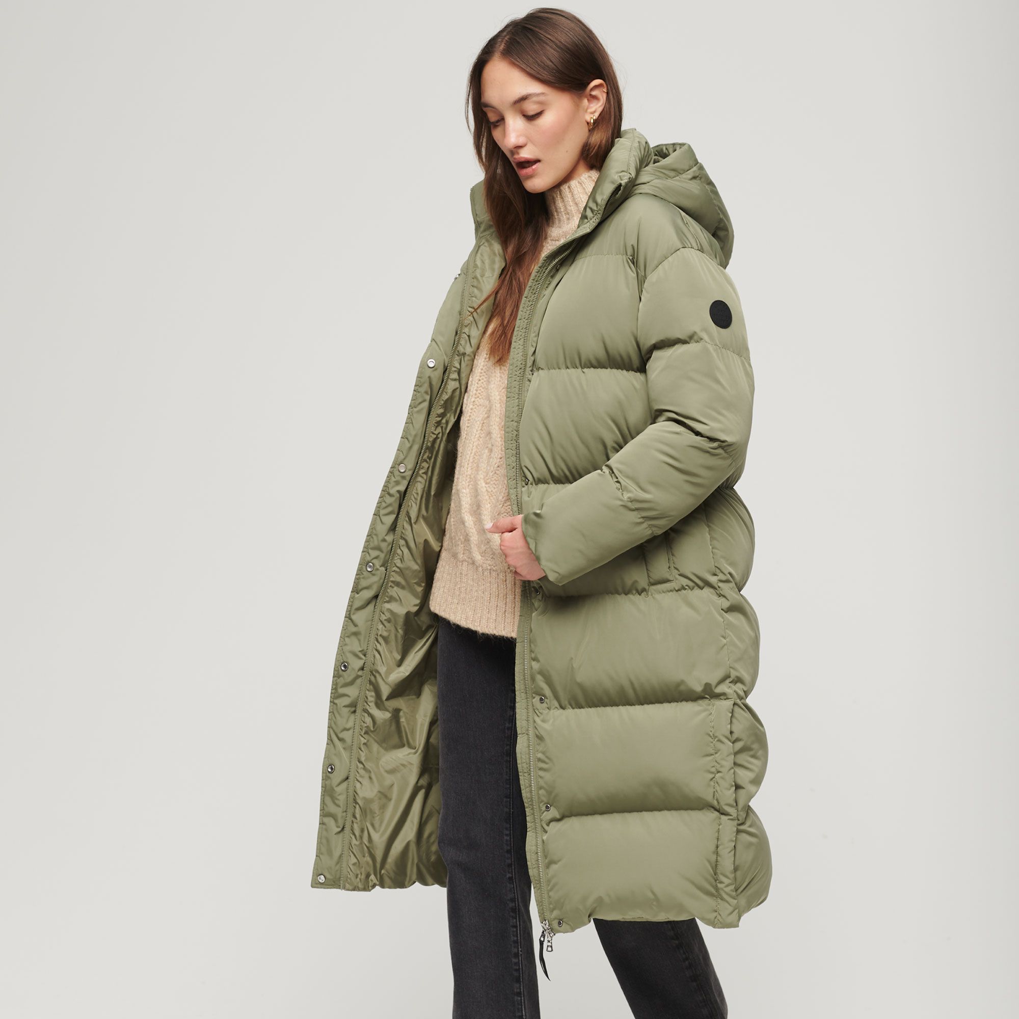 Superdry Longline Hooded Puffer Winterjas Dames