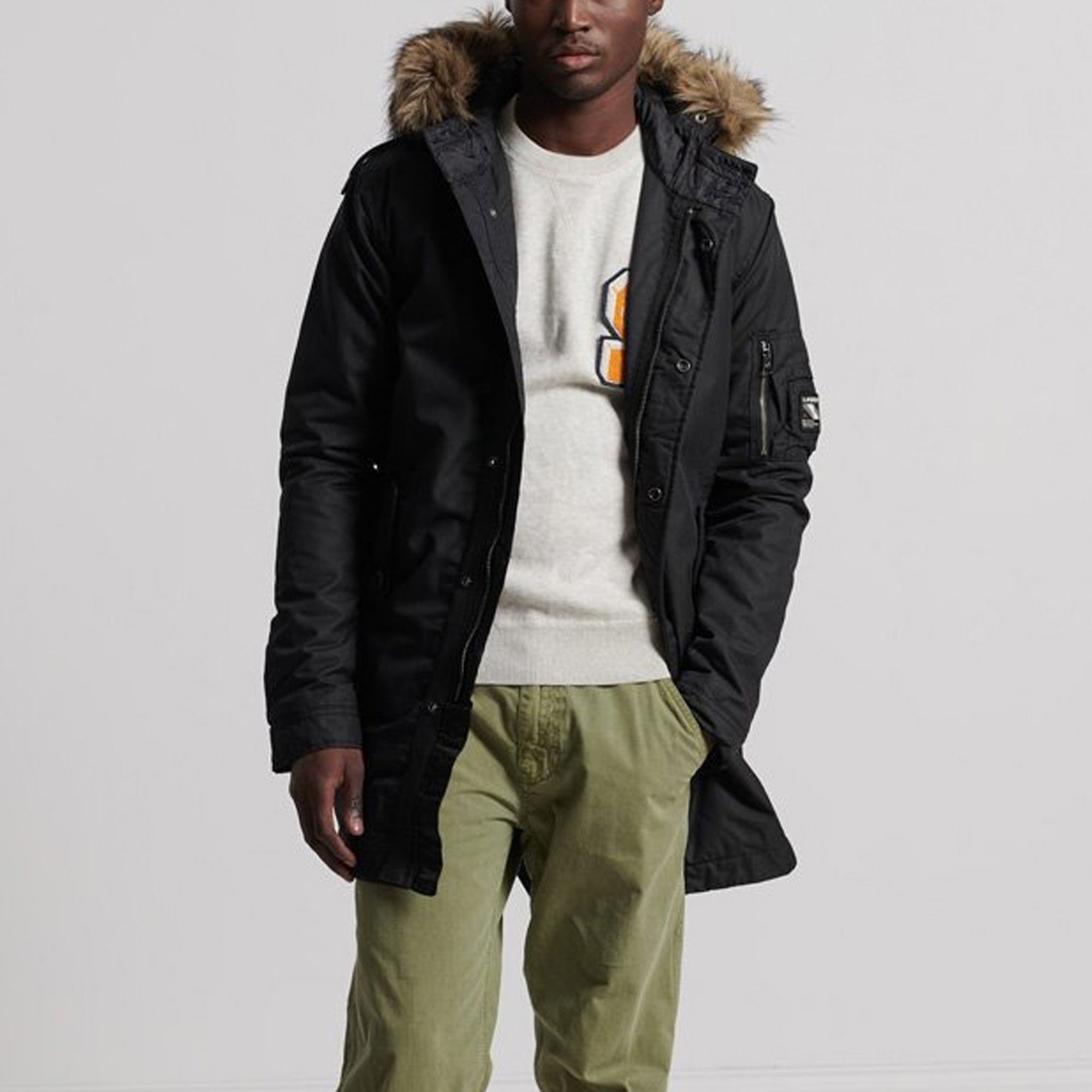Superdry Service Faux Fur Trim Parka Winterjas Heren