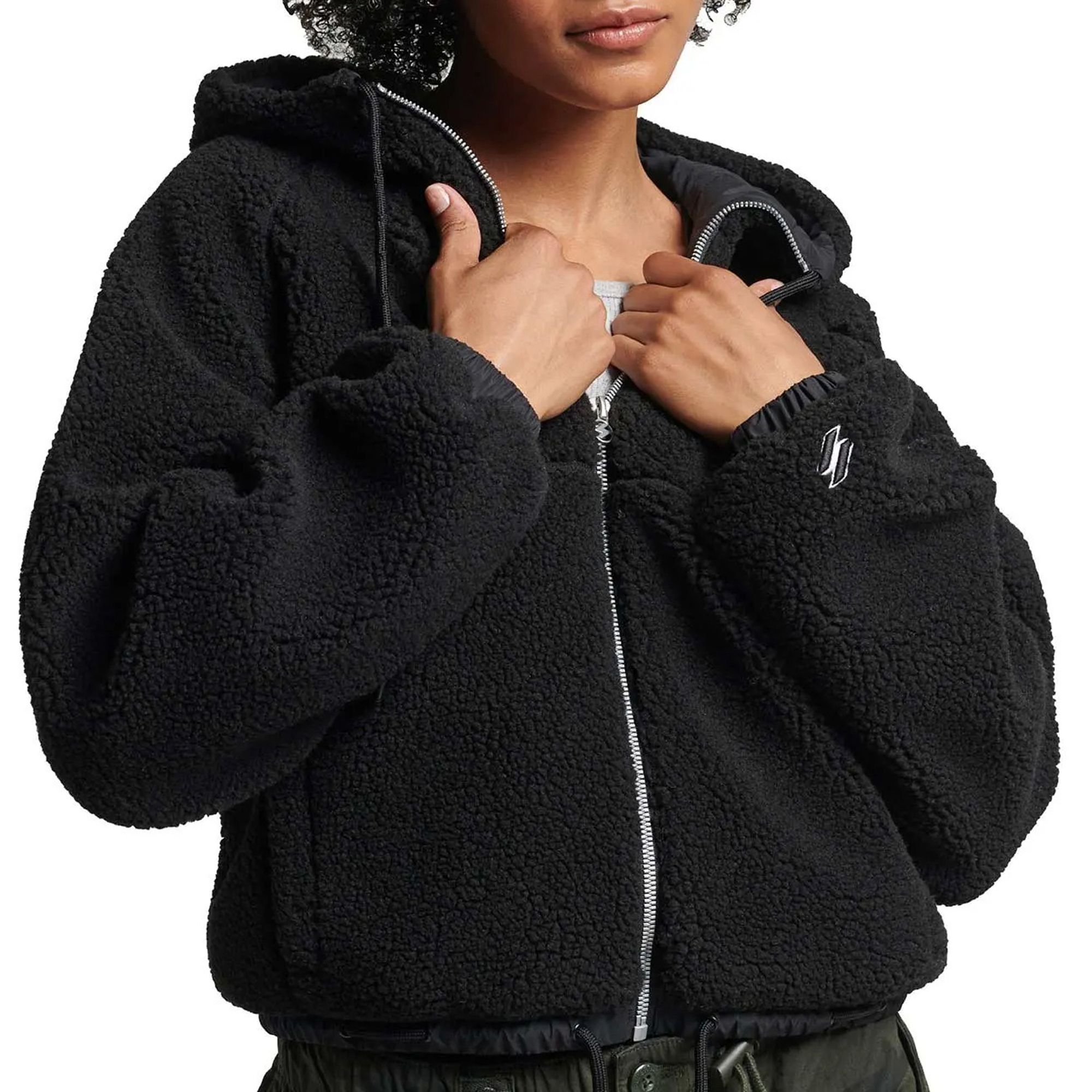 Superdry Code SL Borg Zip Thru Hooded Jas Dames