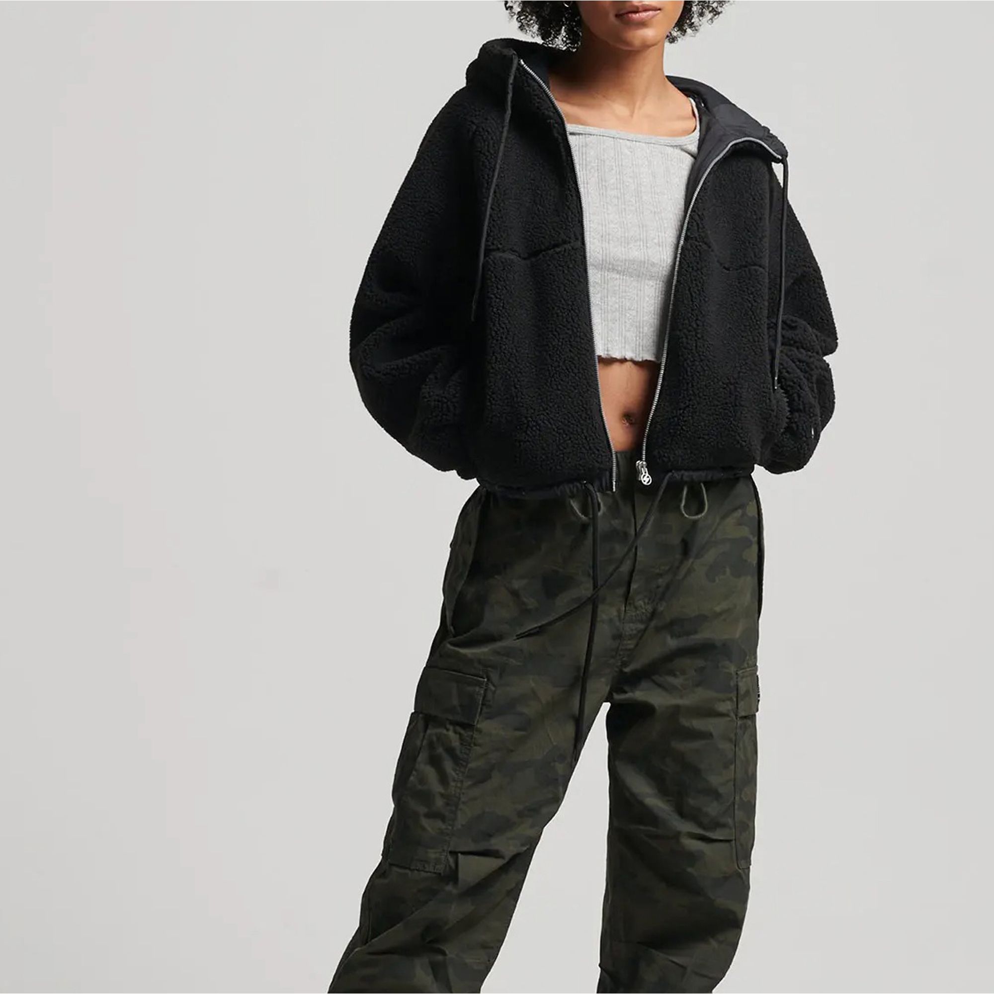 Superdry Code SL Borg Zip Thru Hooded Jas Dames