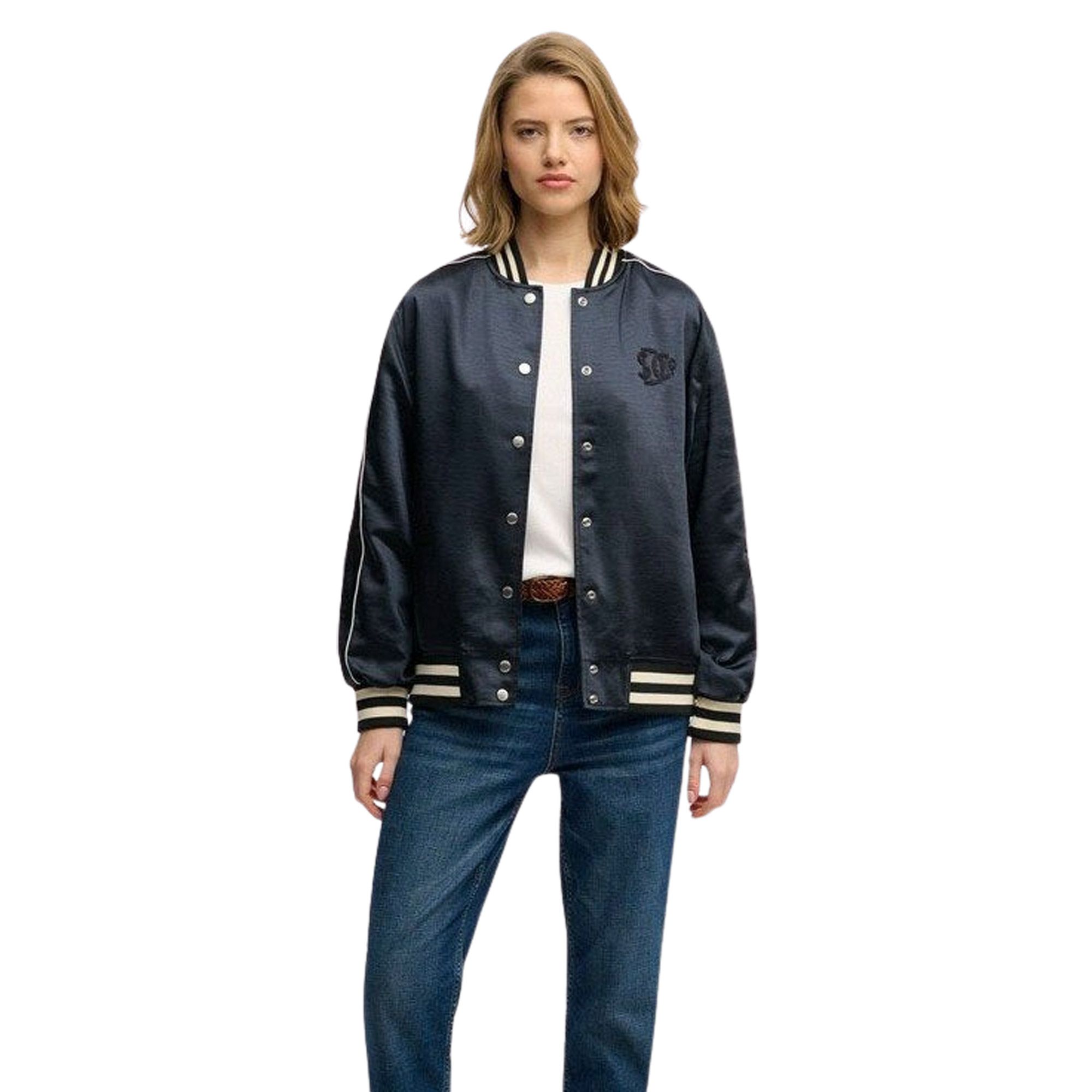 Superdry Varsity Satin Bomber Jacket Dames