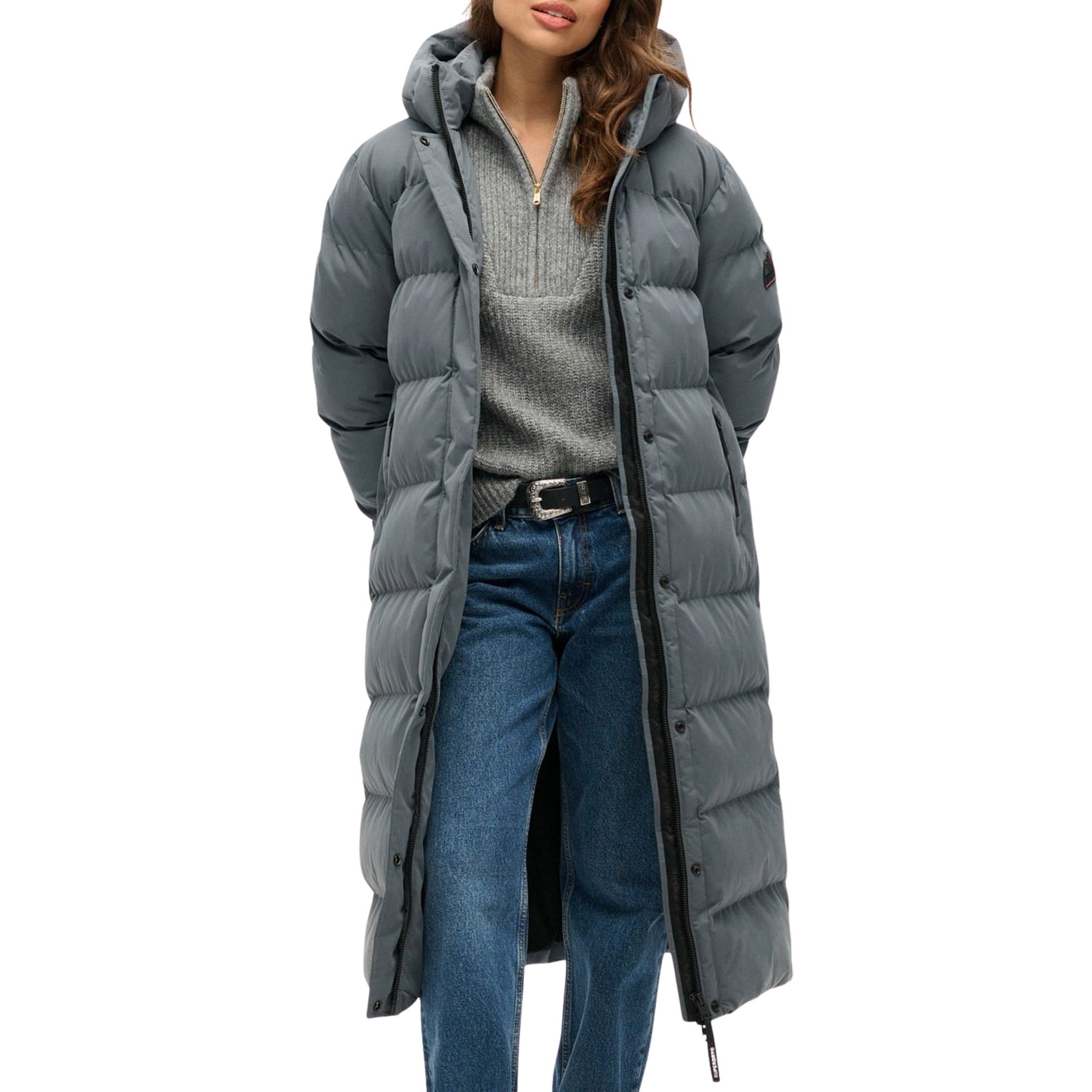 Superdry Microfibre Hooded Longline Puffer Winterjas Dames