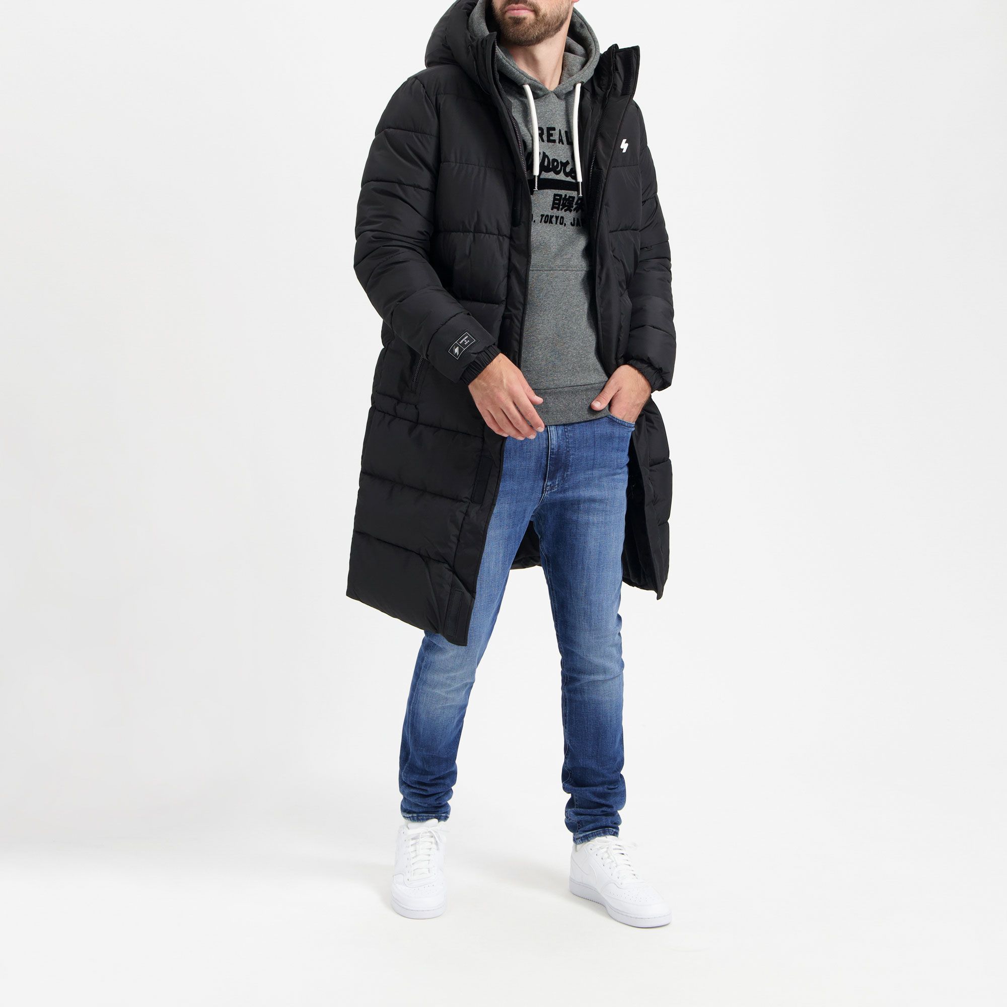 Superdry Hooded Longline Sports Puffer Winterjas Heren