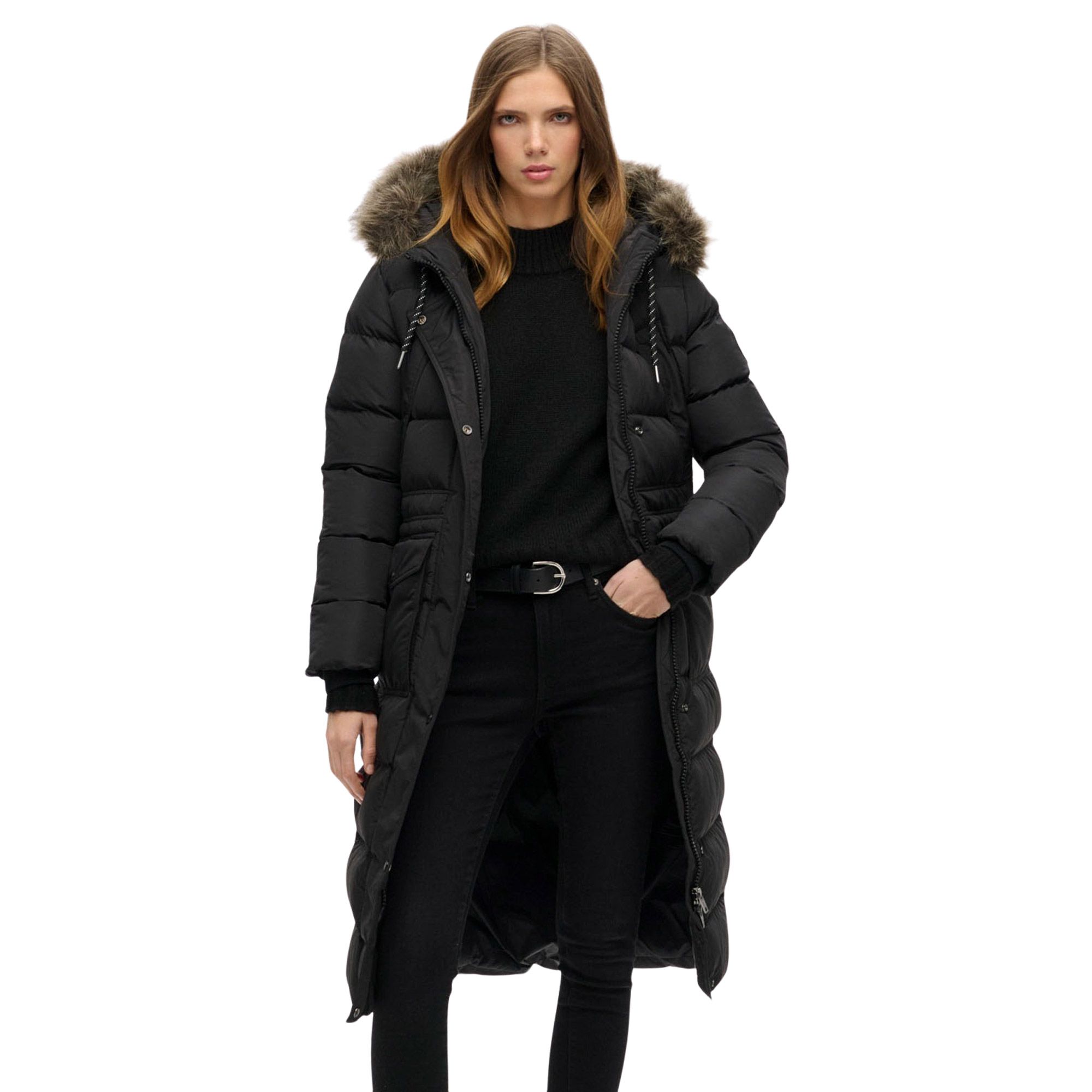 Superdry Everest Faux Fur Longline Winter Jacket Women