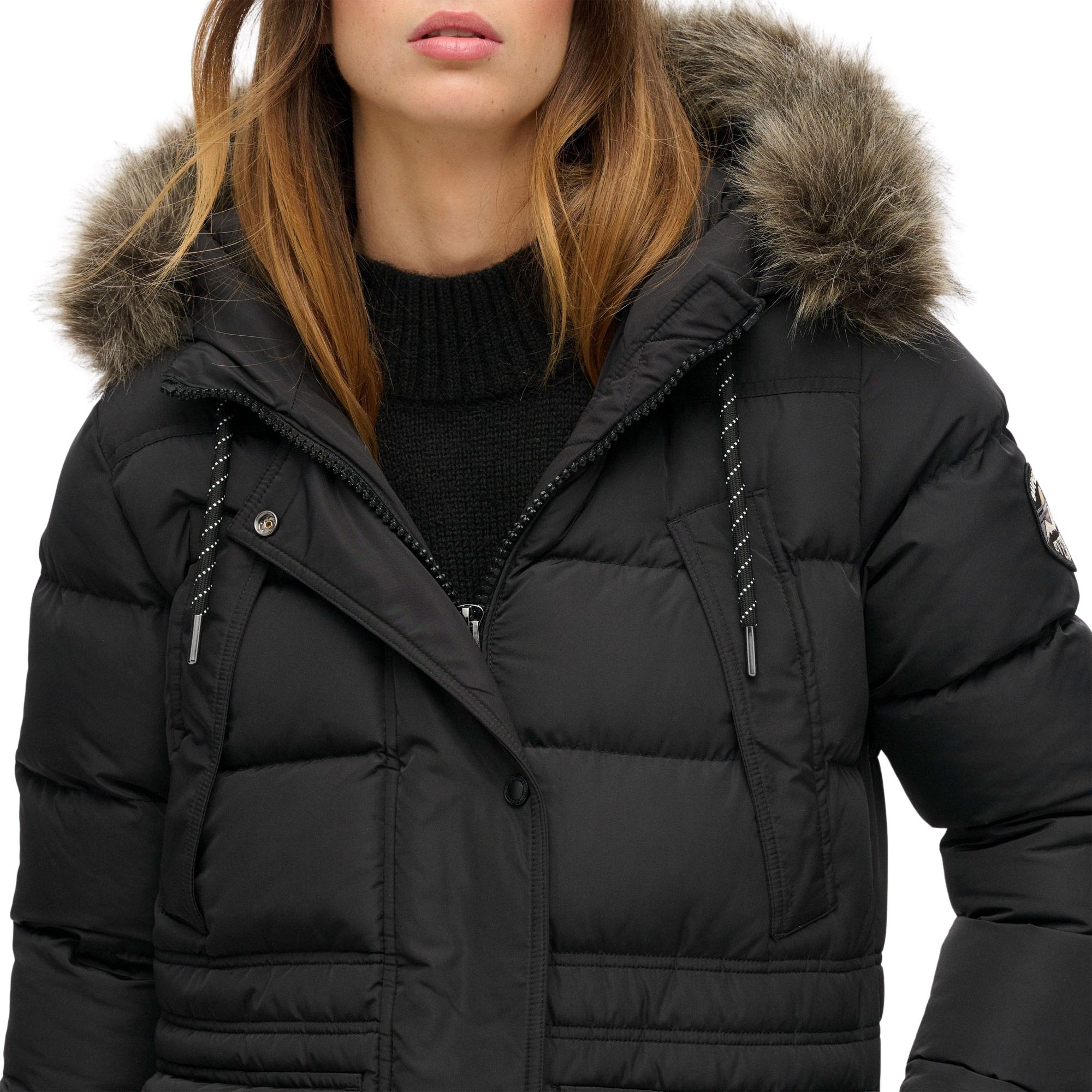 Superdry Everest Faux Fur Longline Winter Jacket Women