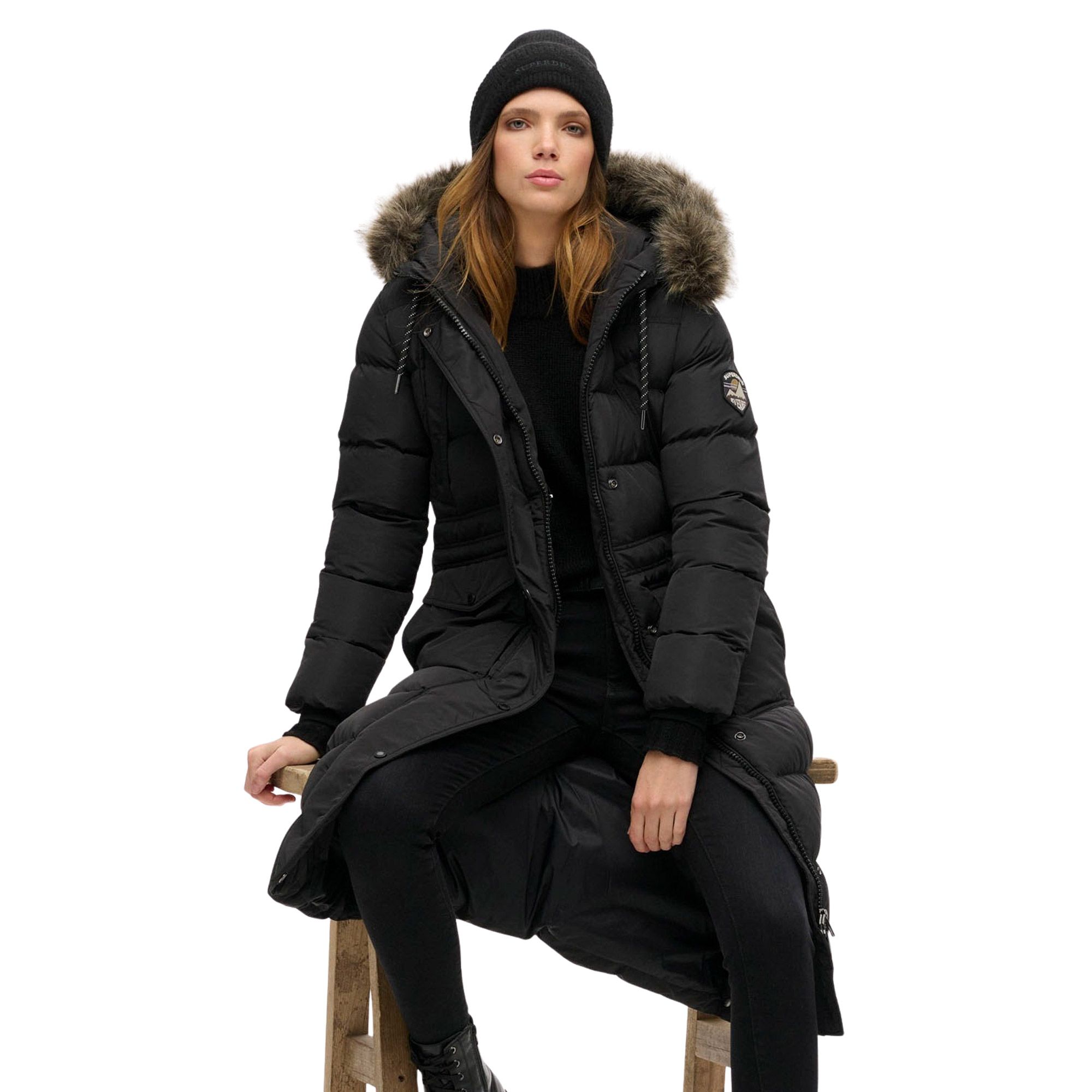 Superdry Everest Faux Fur Longline Winter Jacket Women