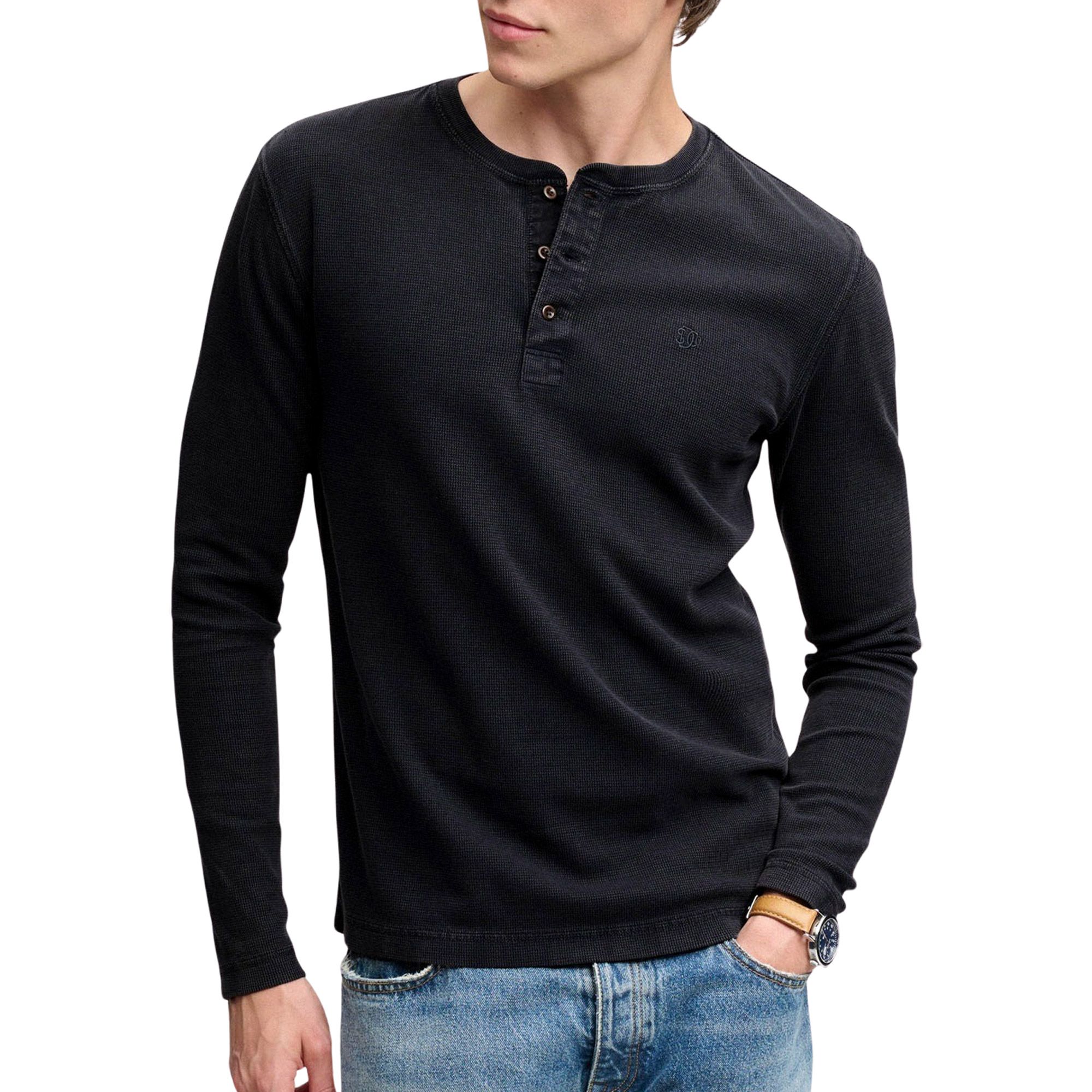 Shirt Superdry Waffle Henley LS Hommes
