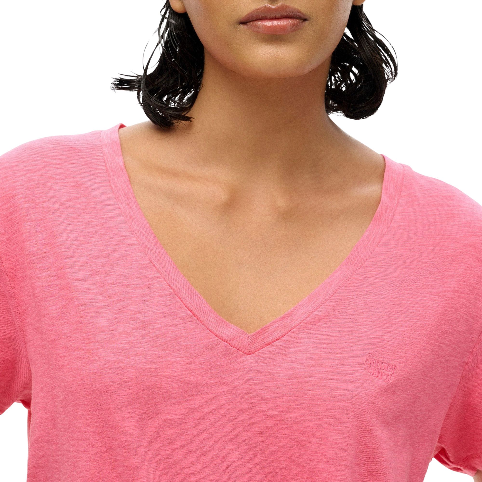 Superdry Slub Embroidered V-Neck Shirt Dames
