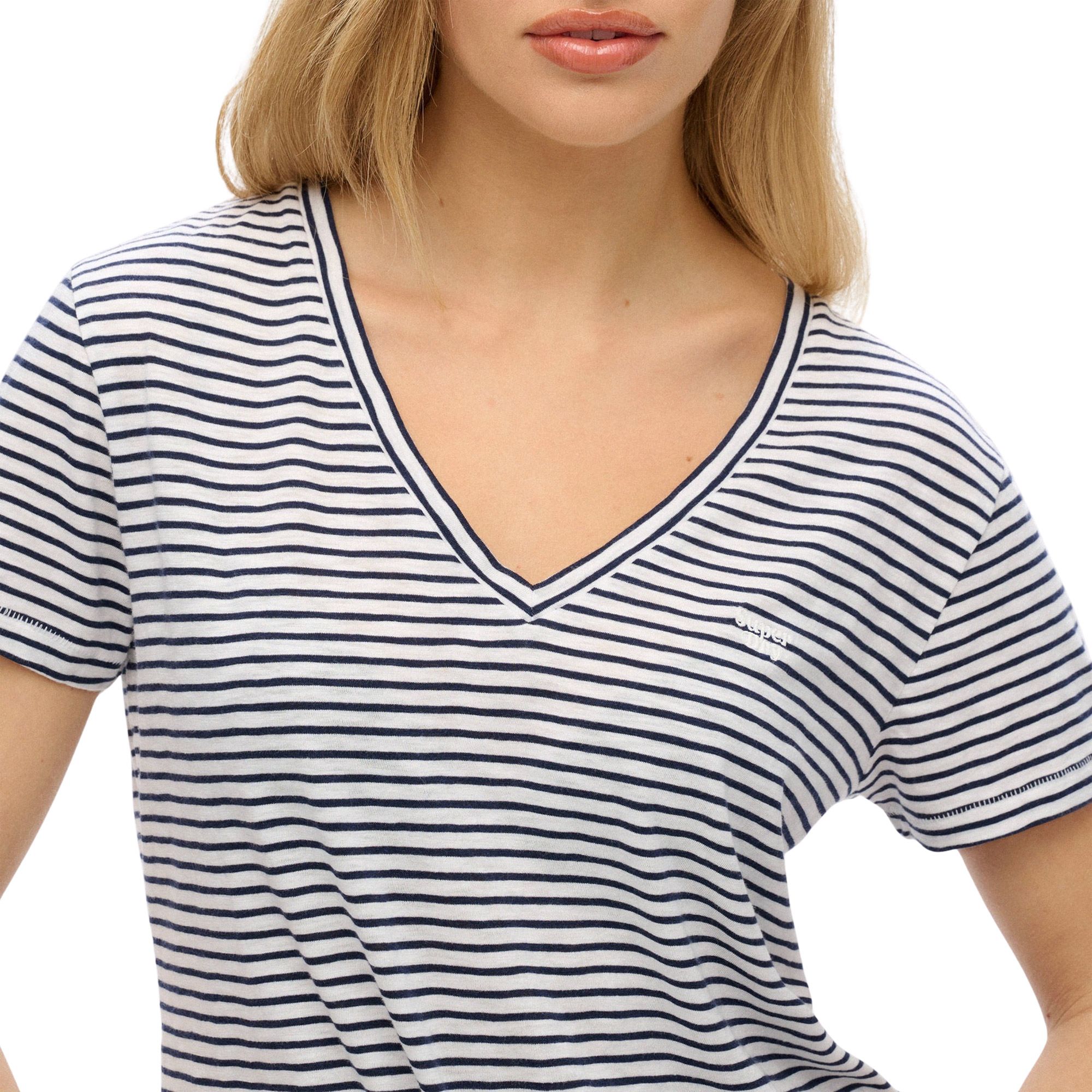 Shirt Superdry Slub Embroidered V-Neck Femmes
