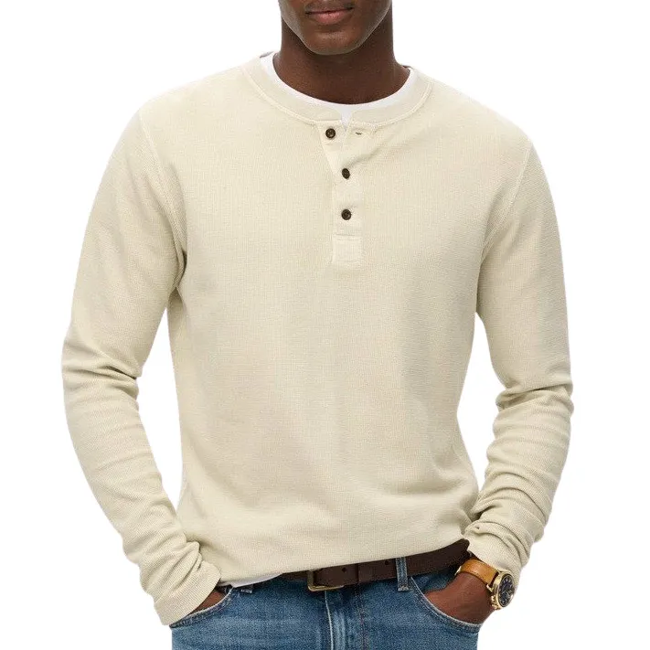 Superdry Henley Waffle Long Sleeve Shirt Men