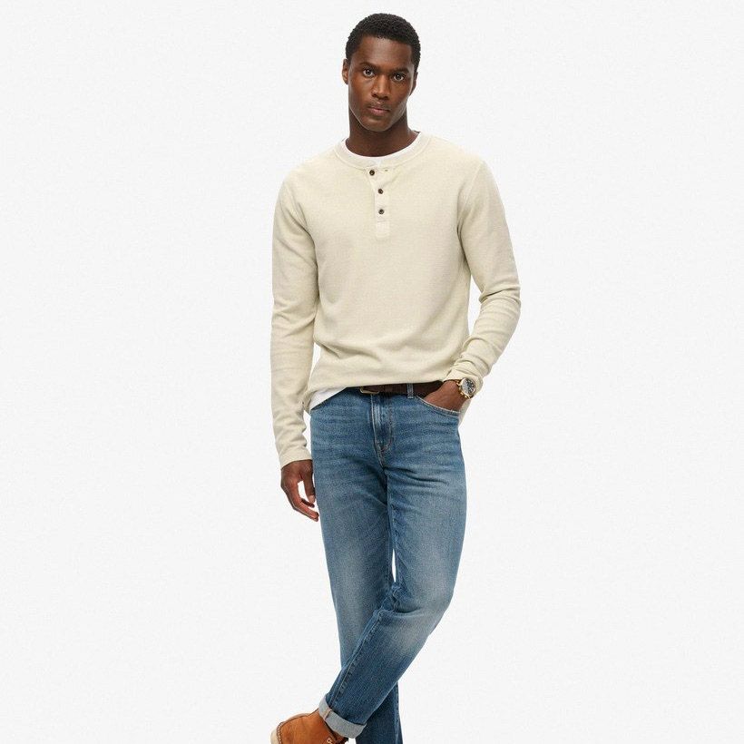 Superdry Henley Waffle Long Sleeve Shirt Men