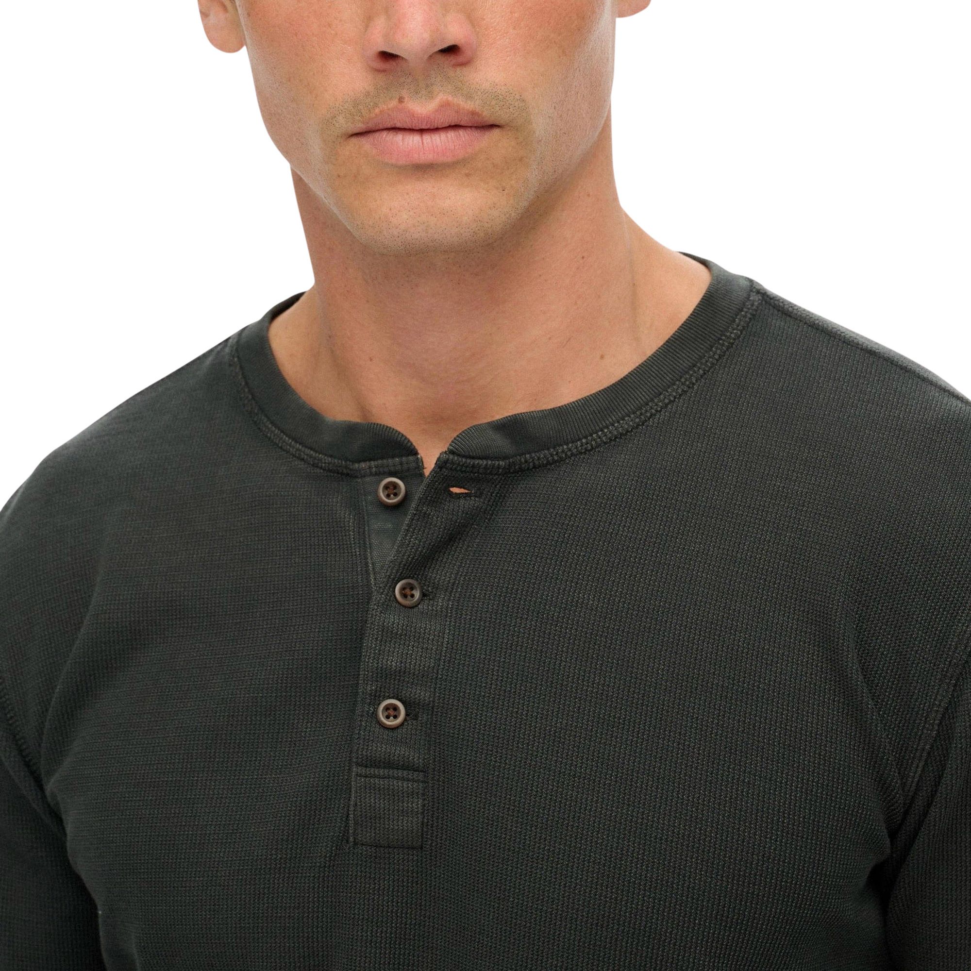 T-Shirt Superdry Henley Waffle Long Sleeve Hommes