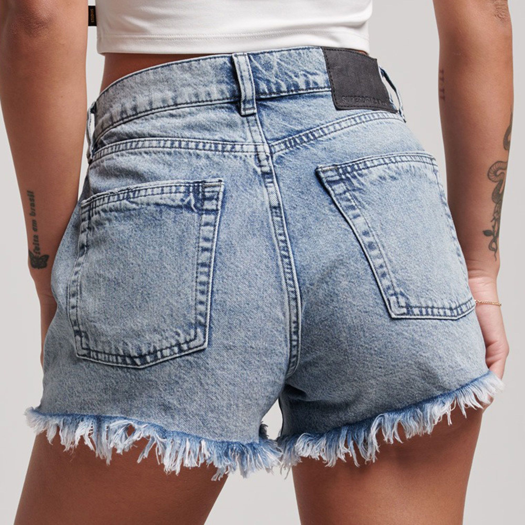Superdry Studios High Rise Denim Short Dames