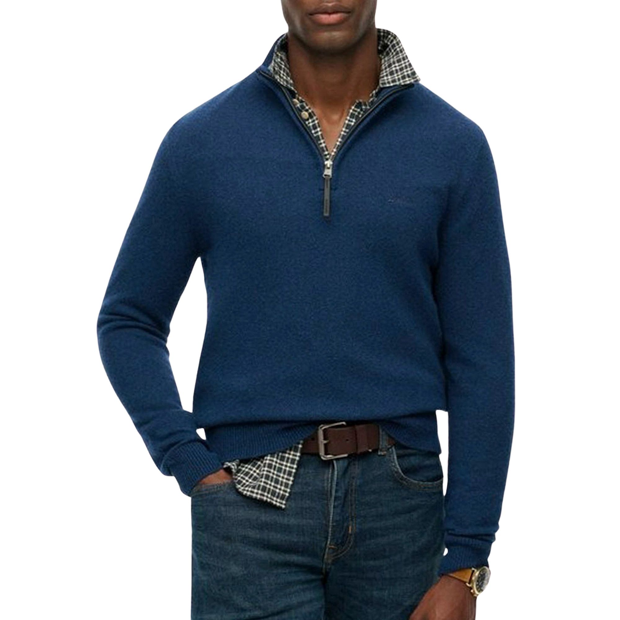 Superdry Wool Blend Half Zip Sweater Heren