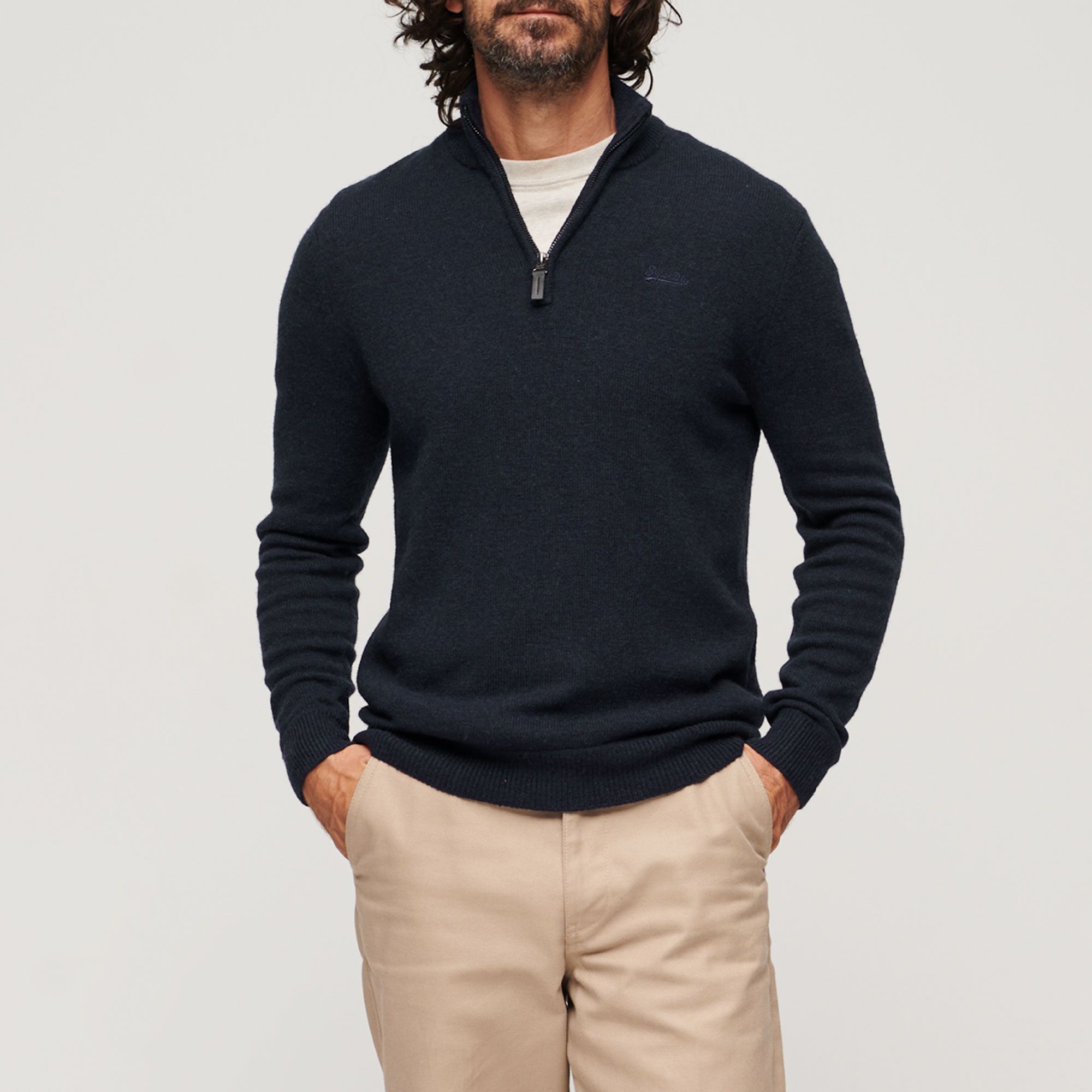 Superdry Essential Embroidered Knit Henley Trui Heren
