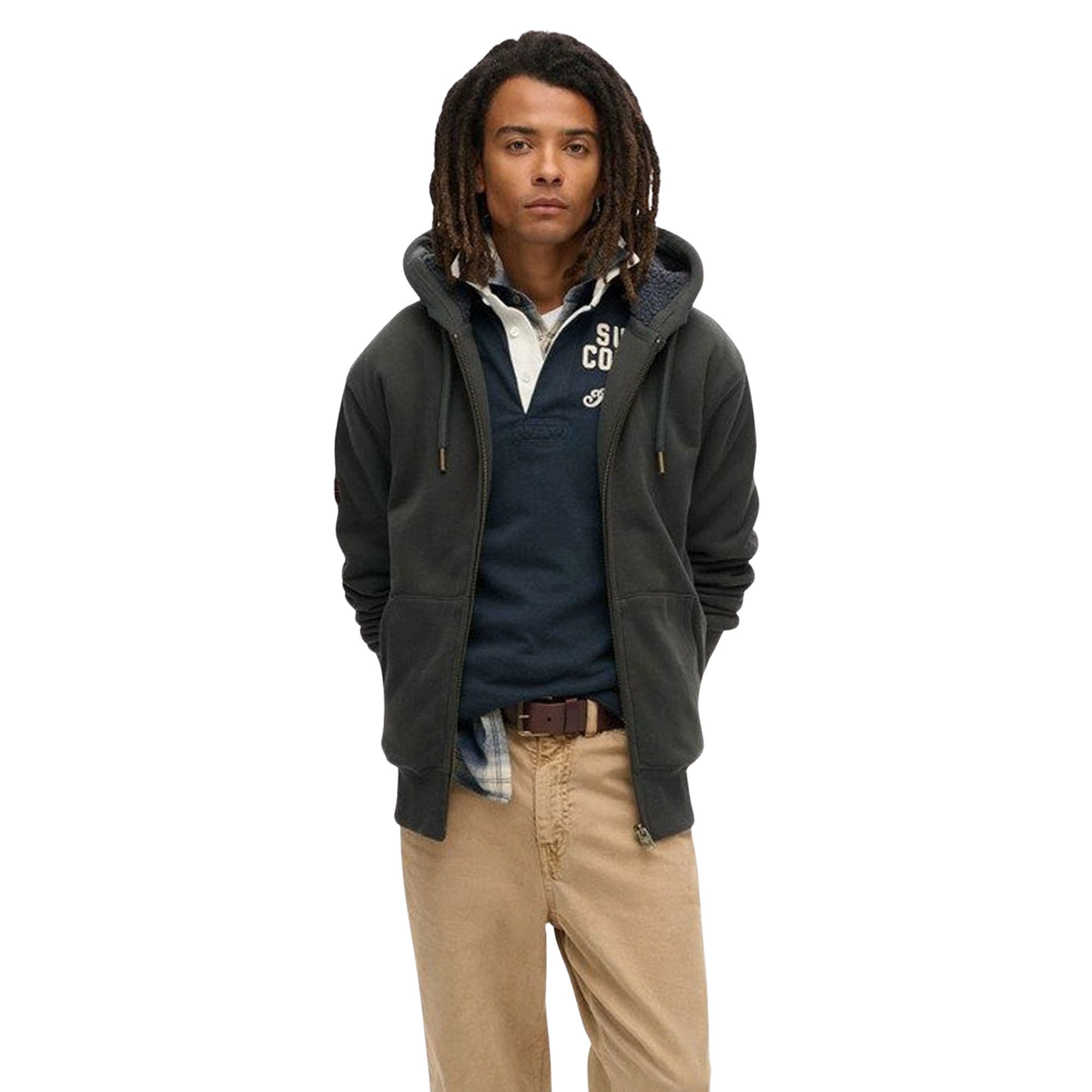 Superdry Borg Lined Ziphood Vest Heren