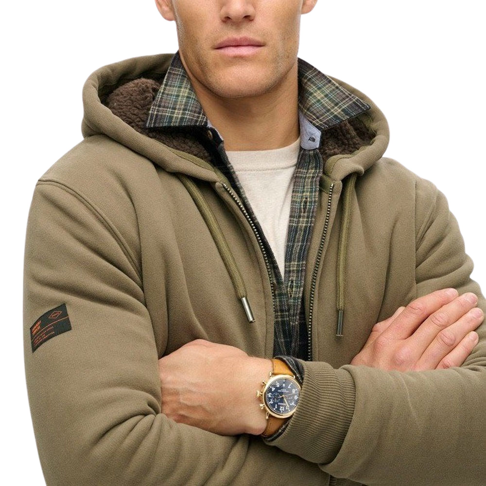 Superdry Borg Lined Ziphood Vest Heren
