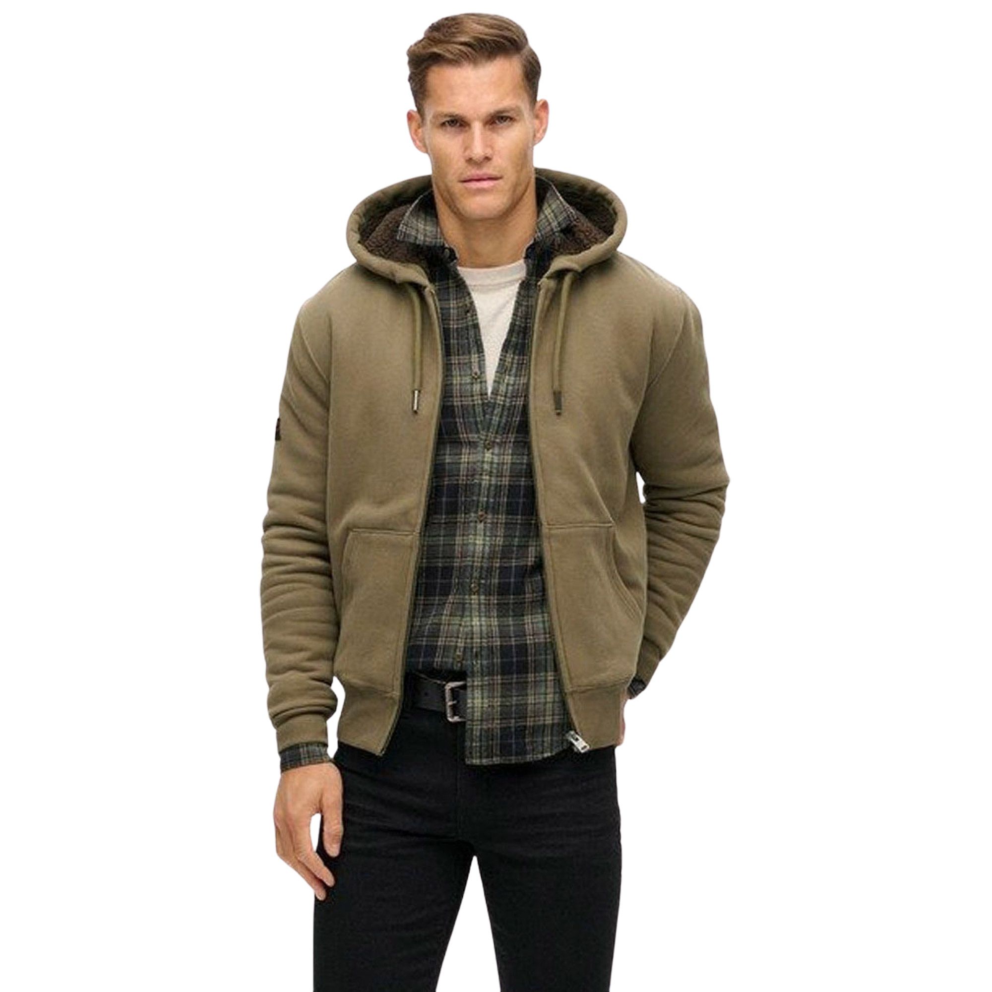 Superdry Borg Lined Ziphood Vest Heren
