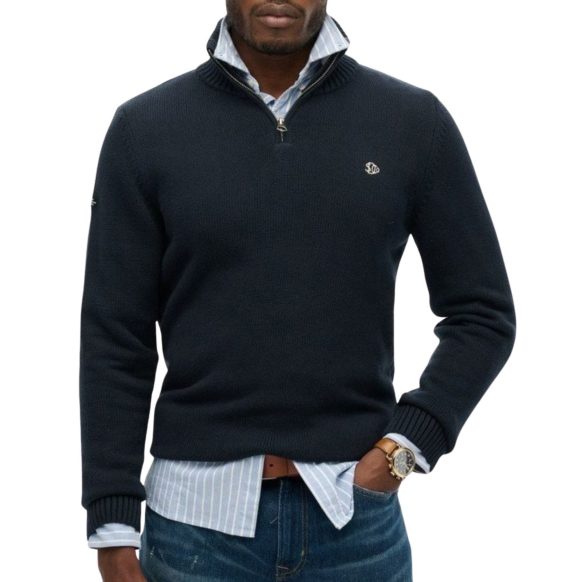 Superdry Cotton Knit Henley Sweater Men