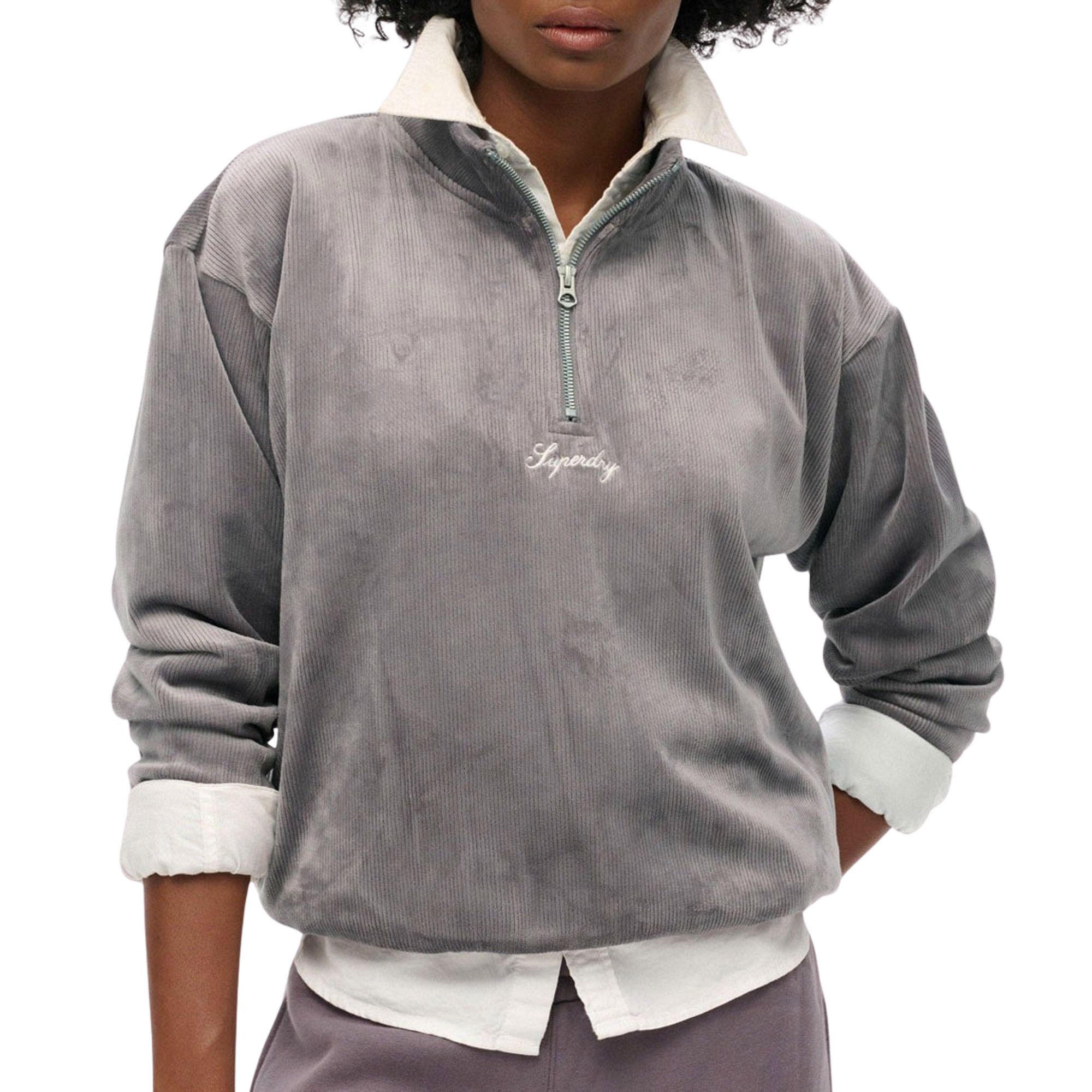 Superdry Country Club Velours Half Zip Trui Dames