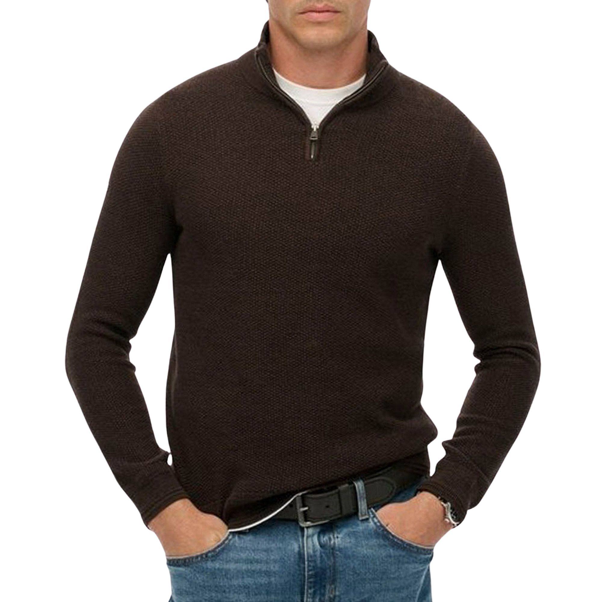 Superdry Cotton Texture Henley Half Zip Sweater Heren