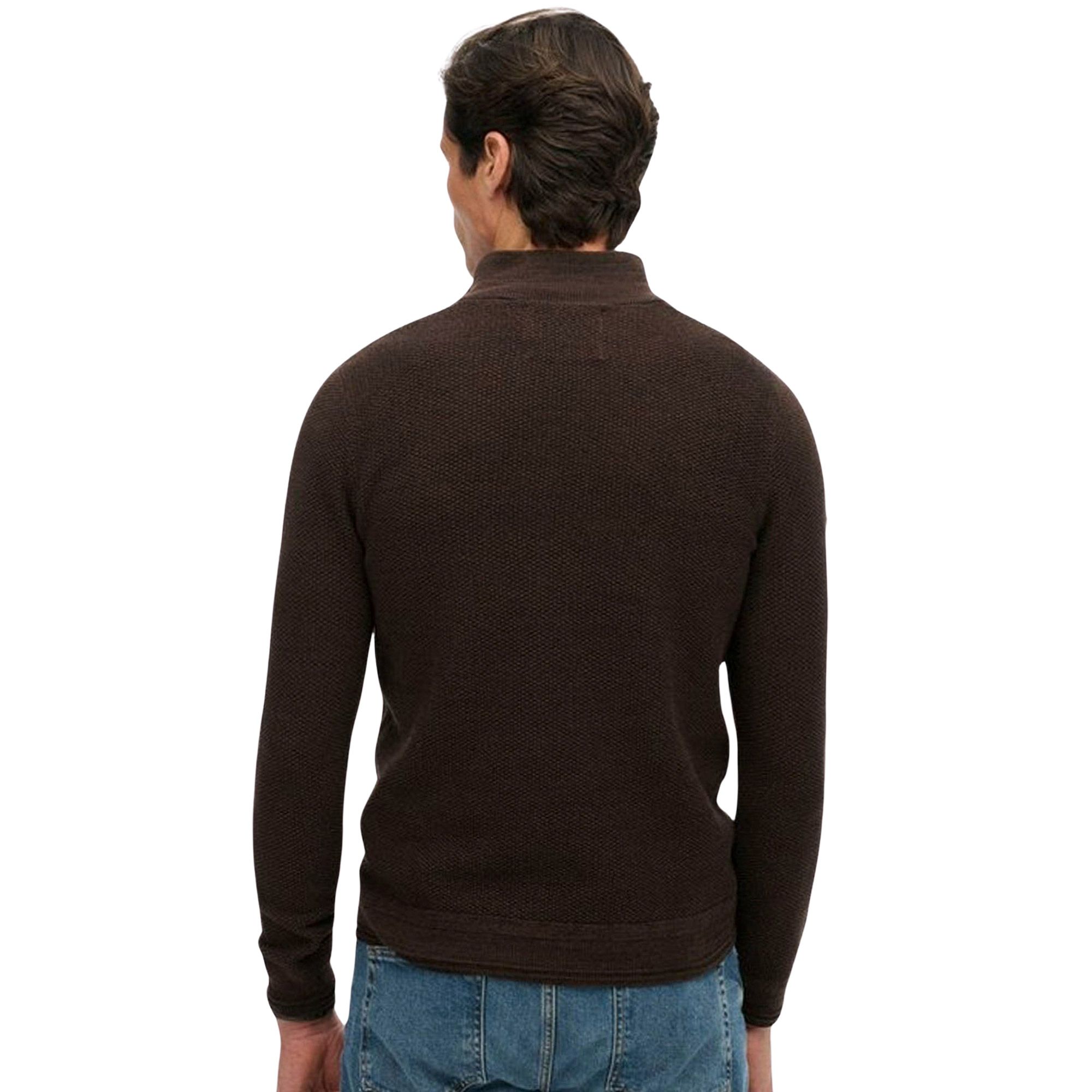 Superdry Cotton Texture Henley Half Zip Sweater Heren