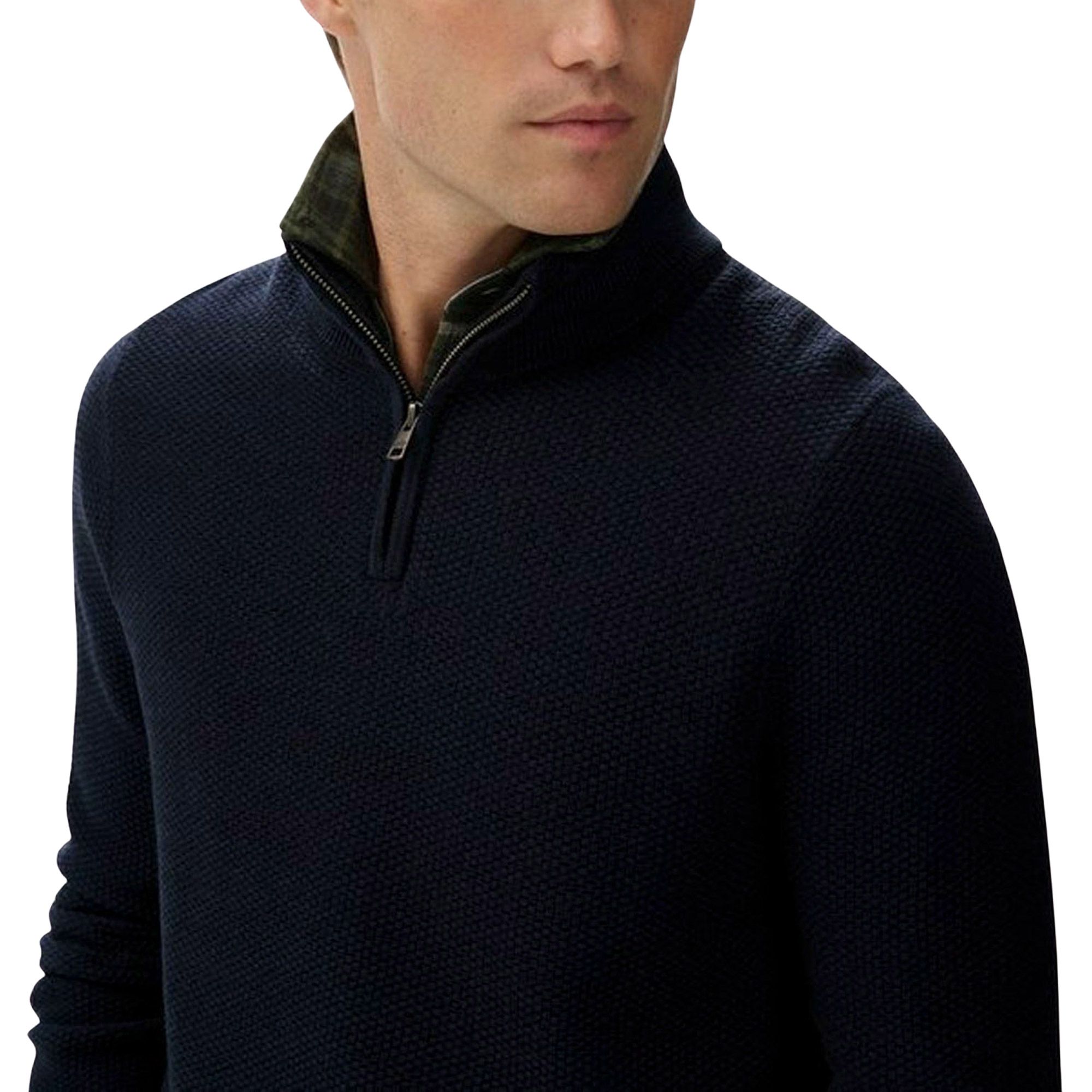 Superdry Cotton Texture Henley Half Zip Sweater Heren