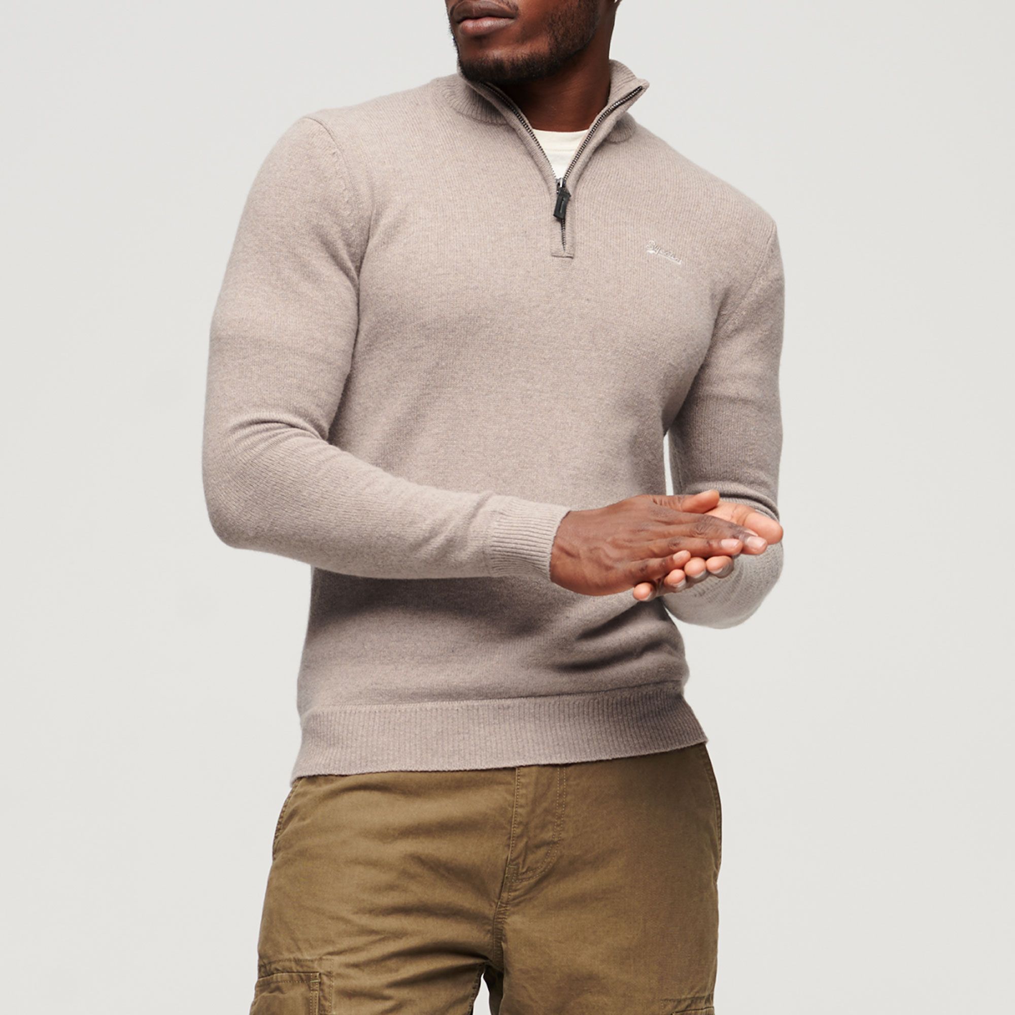Superdry Essential Embroidered Knit Henley Trui Heren