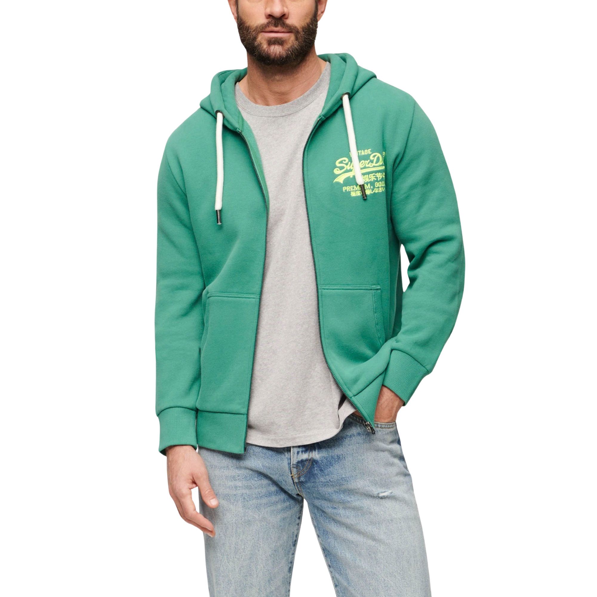 Superdry Neon Vintage Logo Hooded Sweatjacke Herren | Plutosport