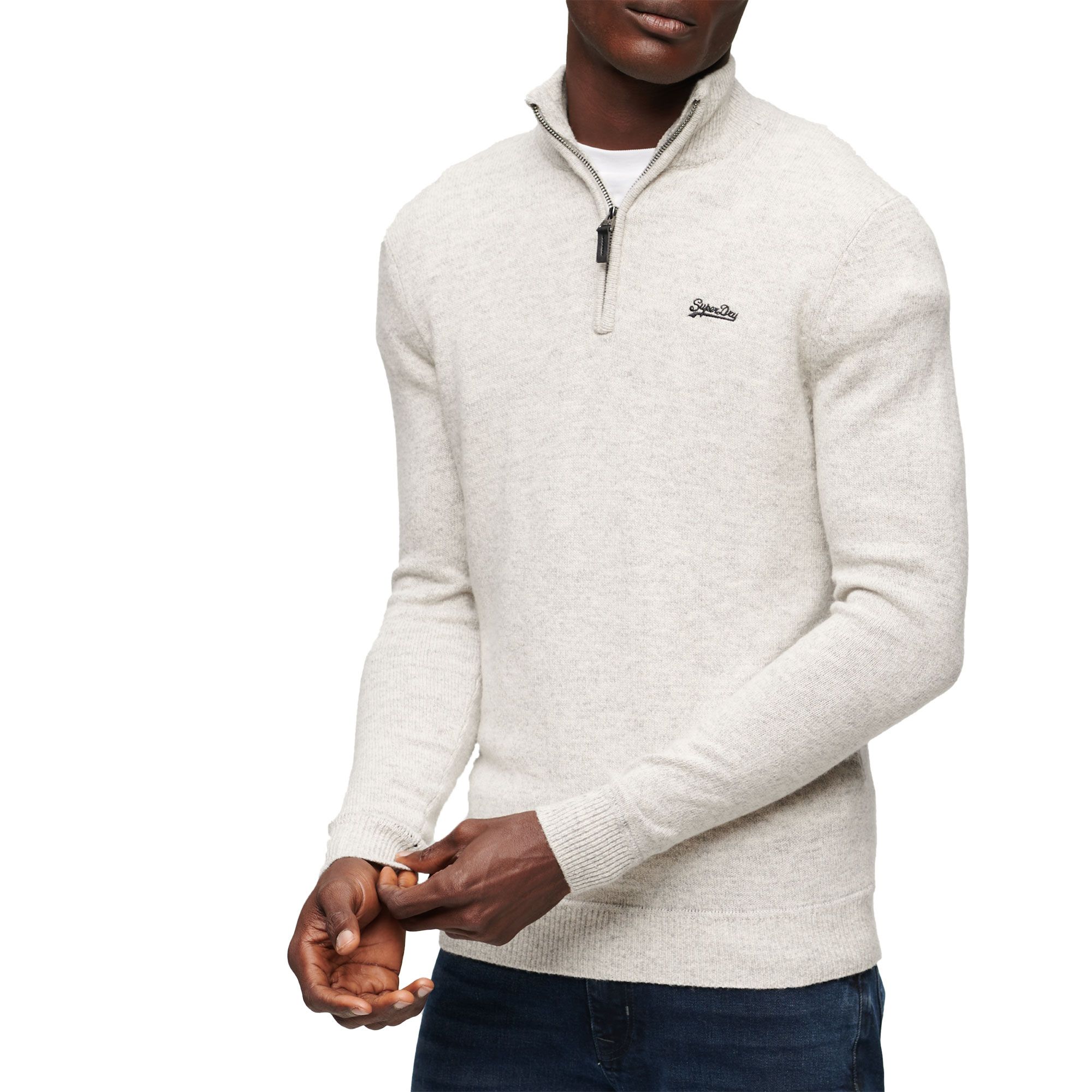 Superdry Essential Embroidered Knit Henley Knitted Sweater Men
