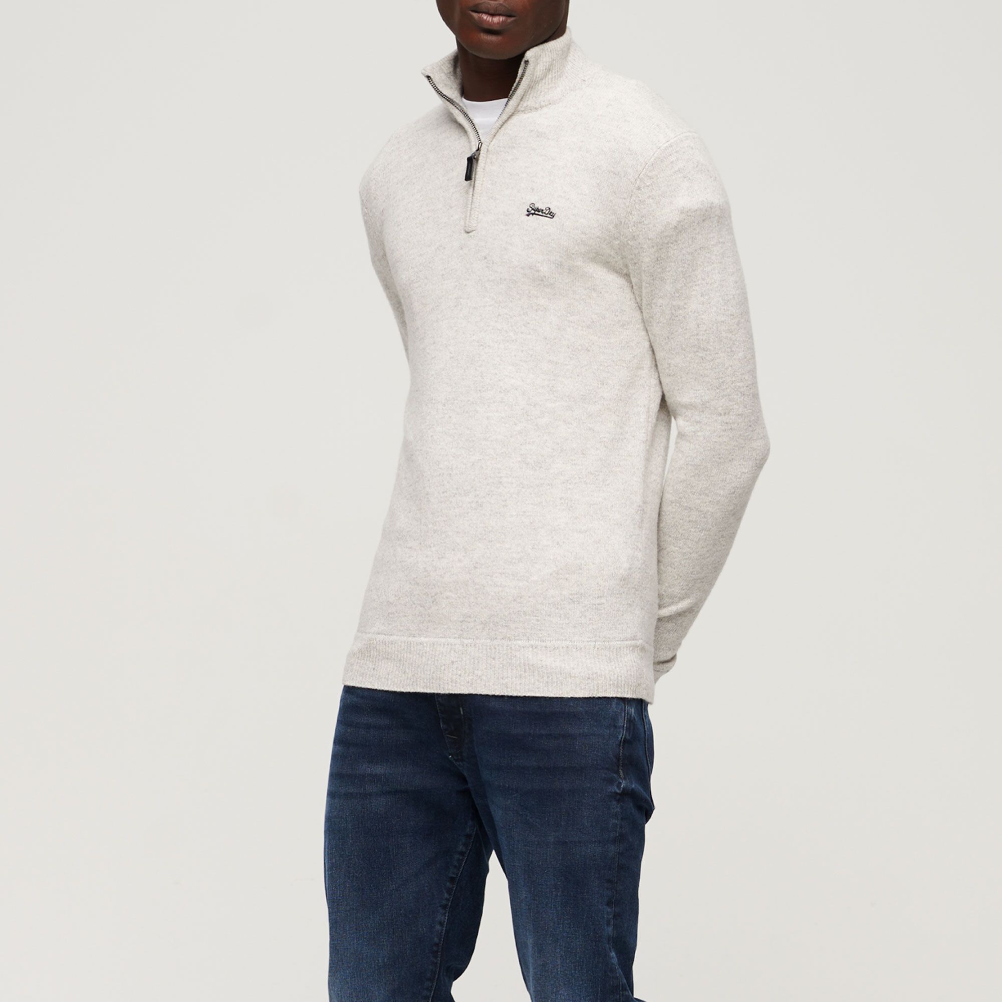 Superdry Essential Embroidered Knit Henley Knitted Sweater Men
