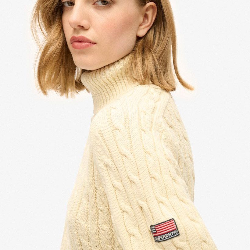 Superdry Slouchy Cable Roll Neck Trui Dames