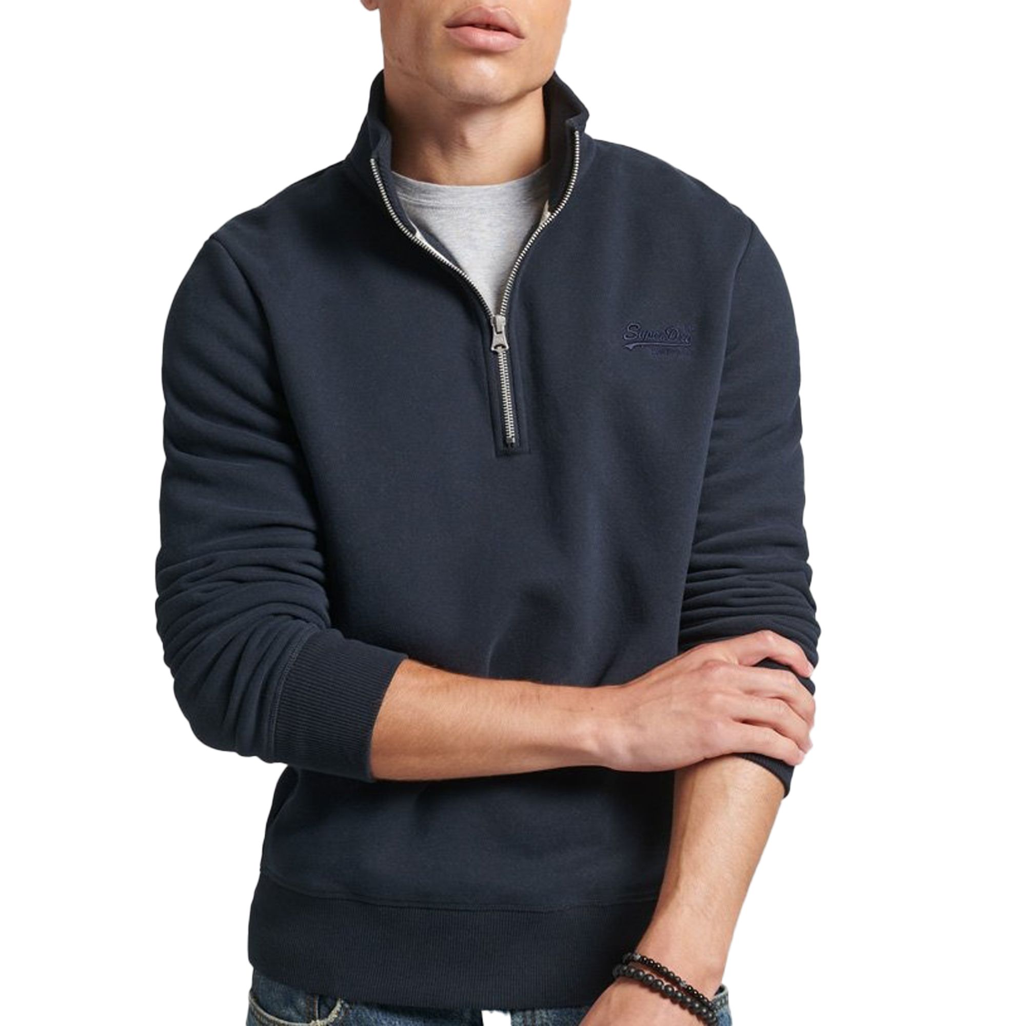 Superdry Vintage Logo Embossed Half Zip Henley Trui Heren